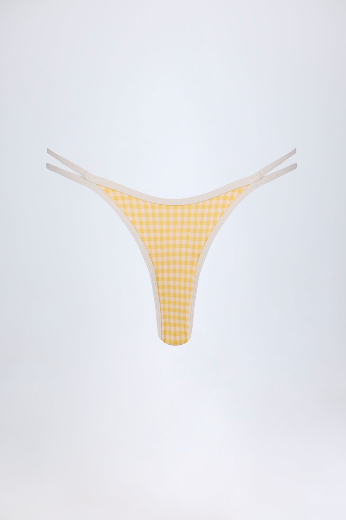 ⁣⁢Doppelträger-Bikinihose im Cheeky-Schnitt in Gelb kariert⁤⁣