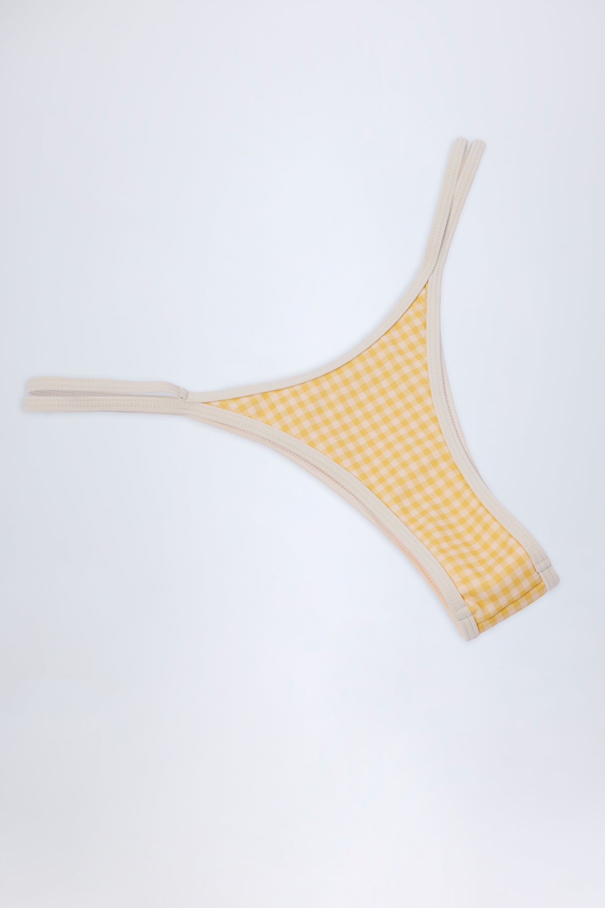 ⁣⁢Doppelträger-Bikinihose im Cheeky-Schnitt in Gelb kariert⁤⁣