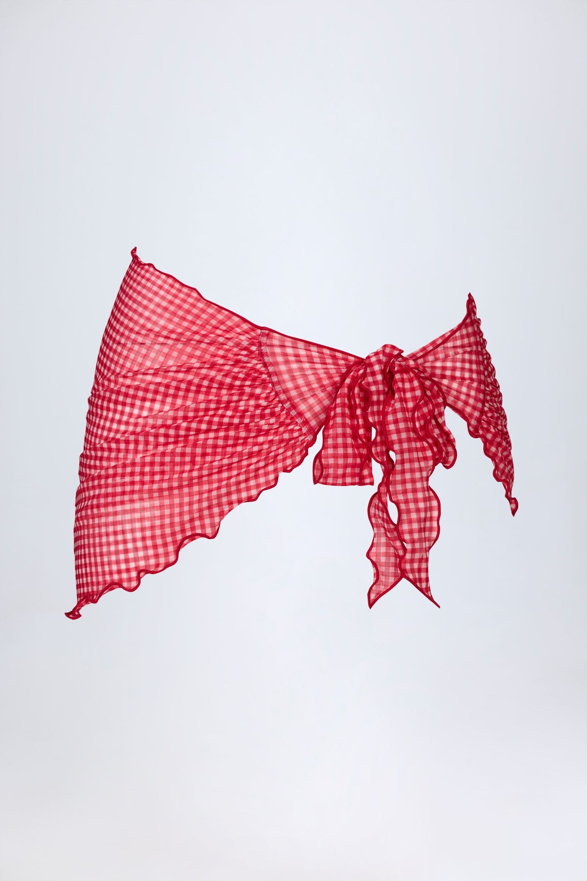 ⁣⁢Sarong mit seitlichem Bindeband im roten Vichy-Karo⁤⁣