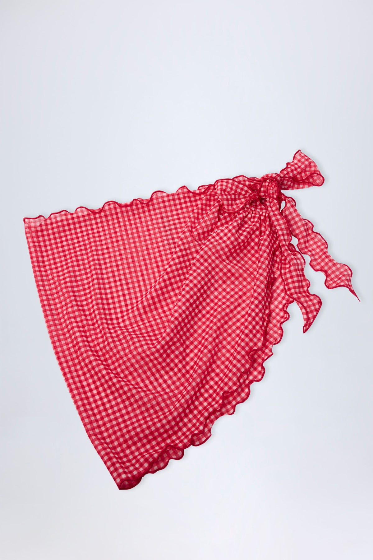 ⁣⁢Sarong mit seitlichem Bindeband im roten Vichy-Karo⁤⁣