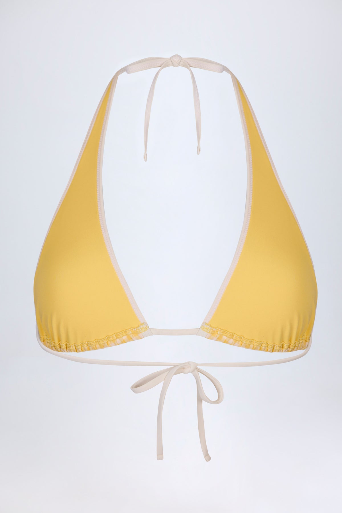 ⁣⁢Neckholder-Bikinioberteil im gelben Vichy-Karo⁤⁣