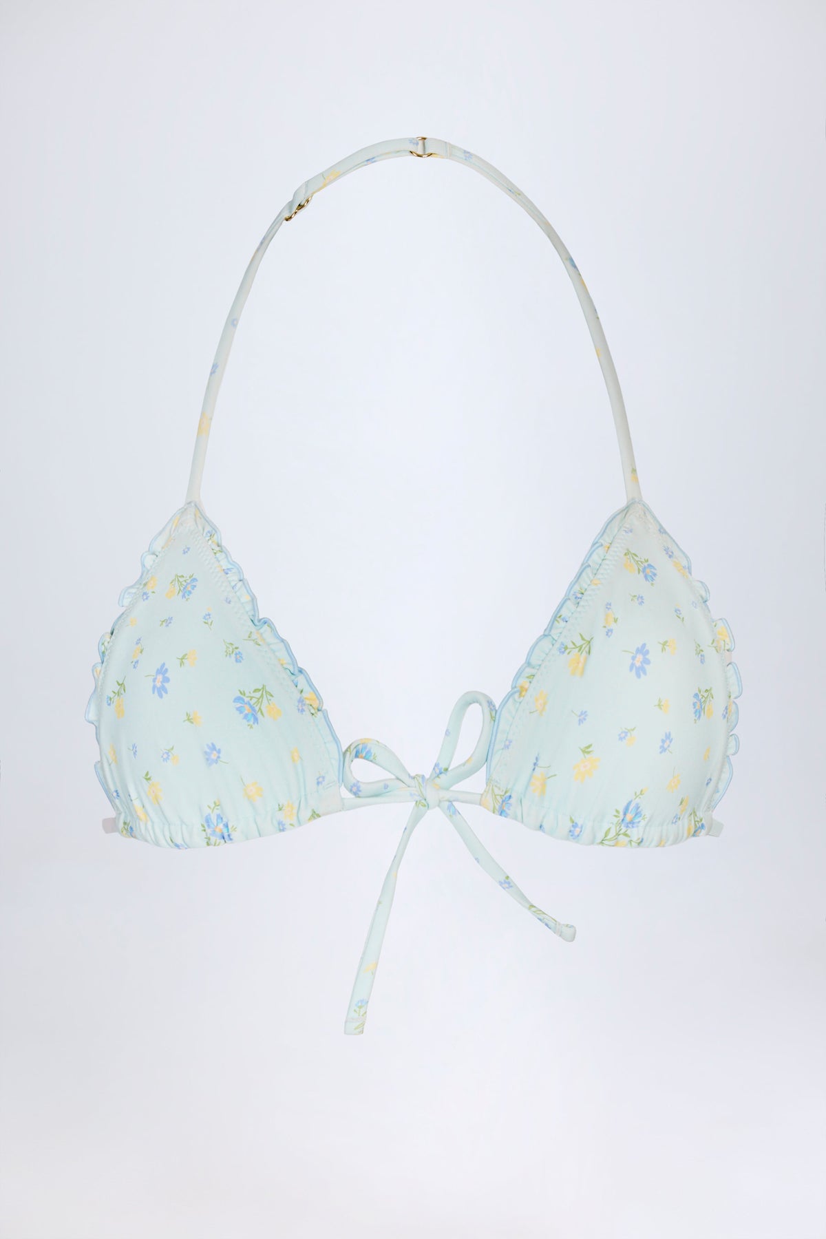 ⁣⁢Micro Triangel-Bikinioberteil in Blau Floral⁤⁣