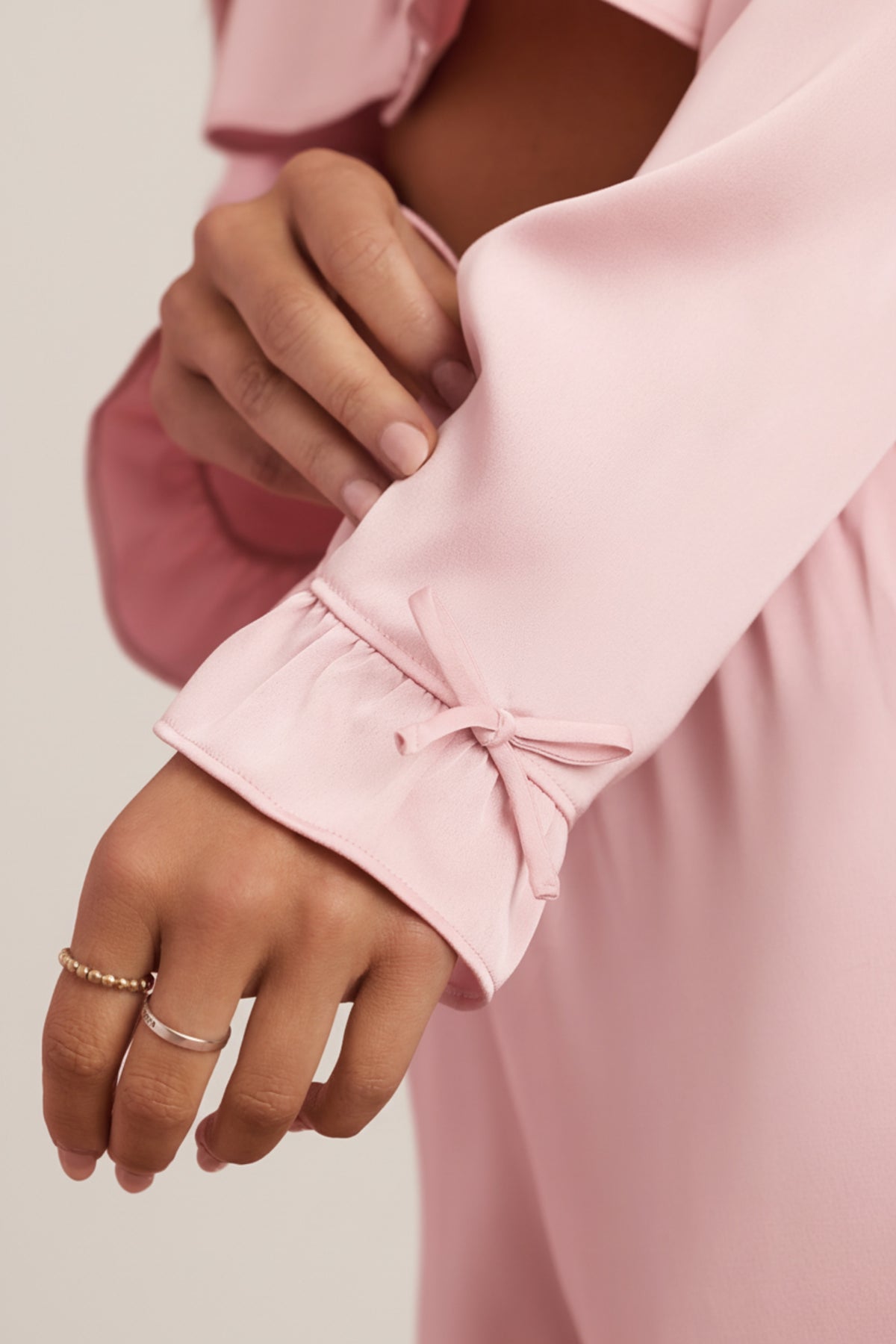 ⁣⁢Cropped-Pyjama-Oberteil mit Rüschenbesatz in Babyrosa⁤⁣