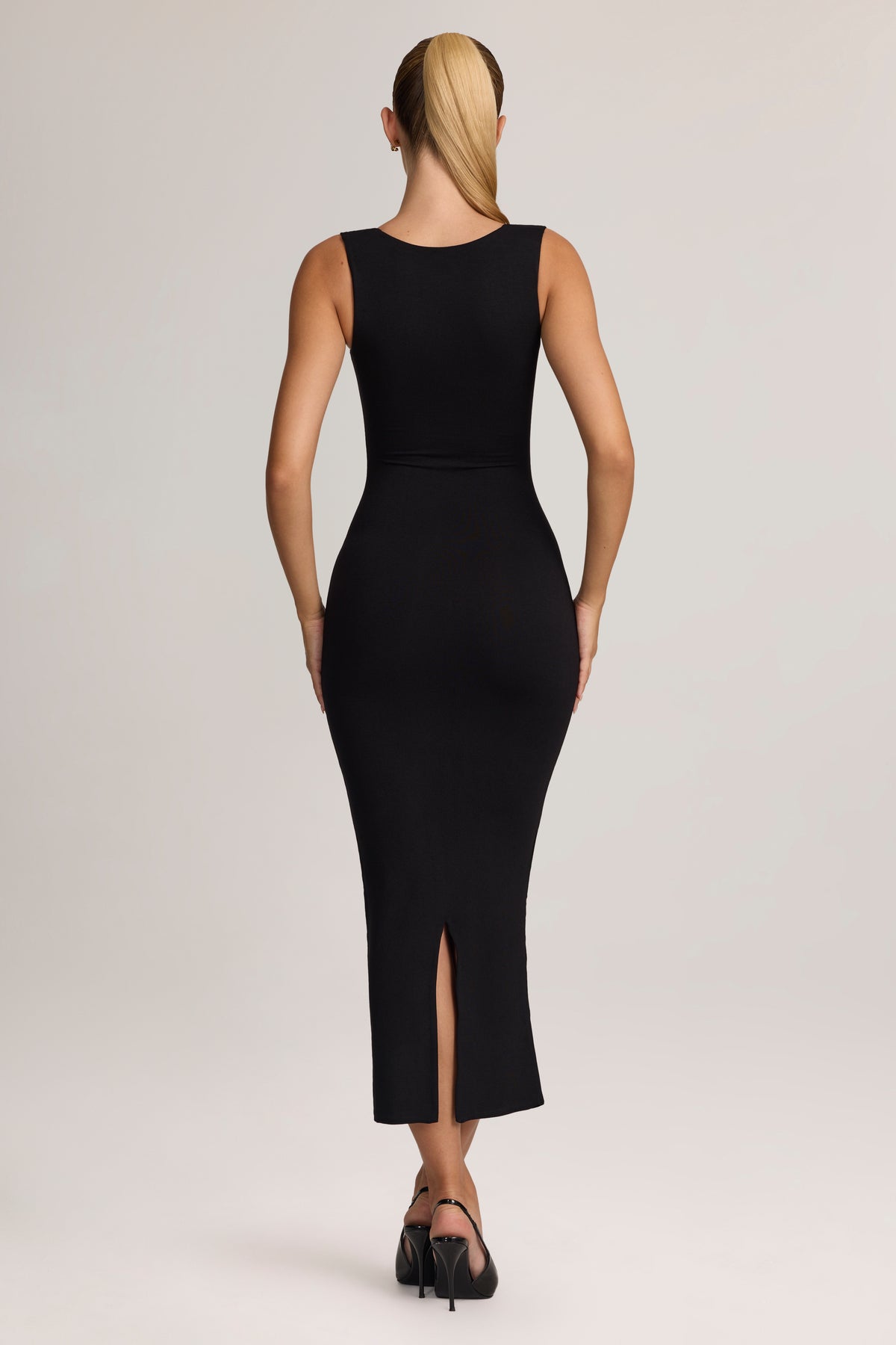 ⁣⁢Bodycon-Midikleid aus Modal in Schwarz⁤⁣