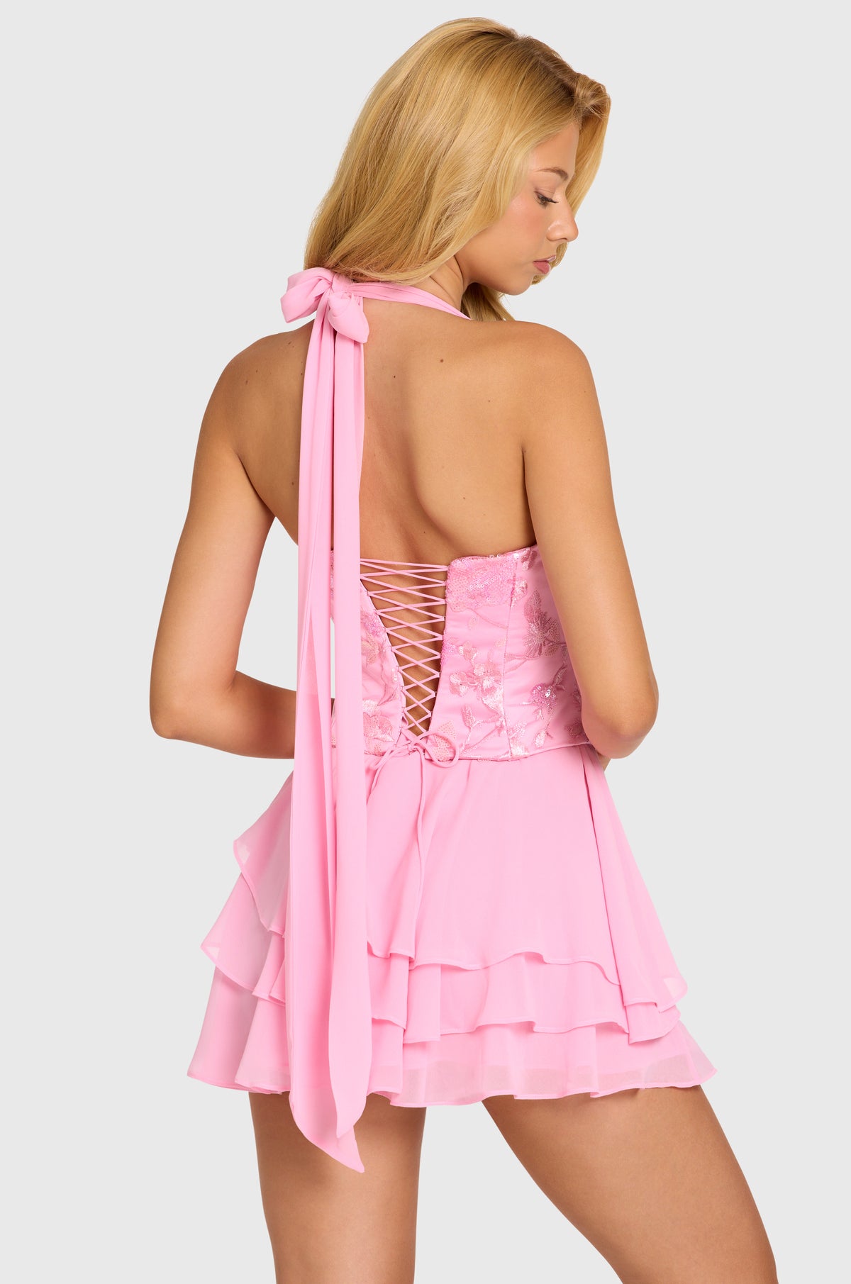 ⁣⁢Korsett Minikleid mit Ziersteinen in Blossom⁤⁣ - 2