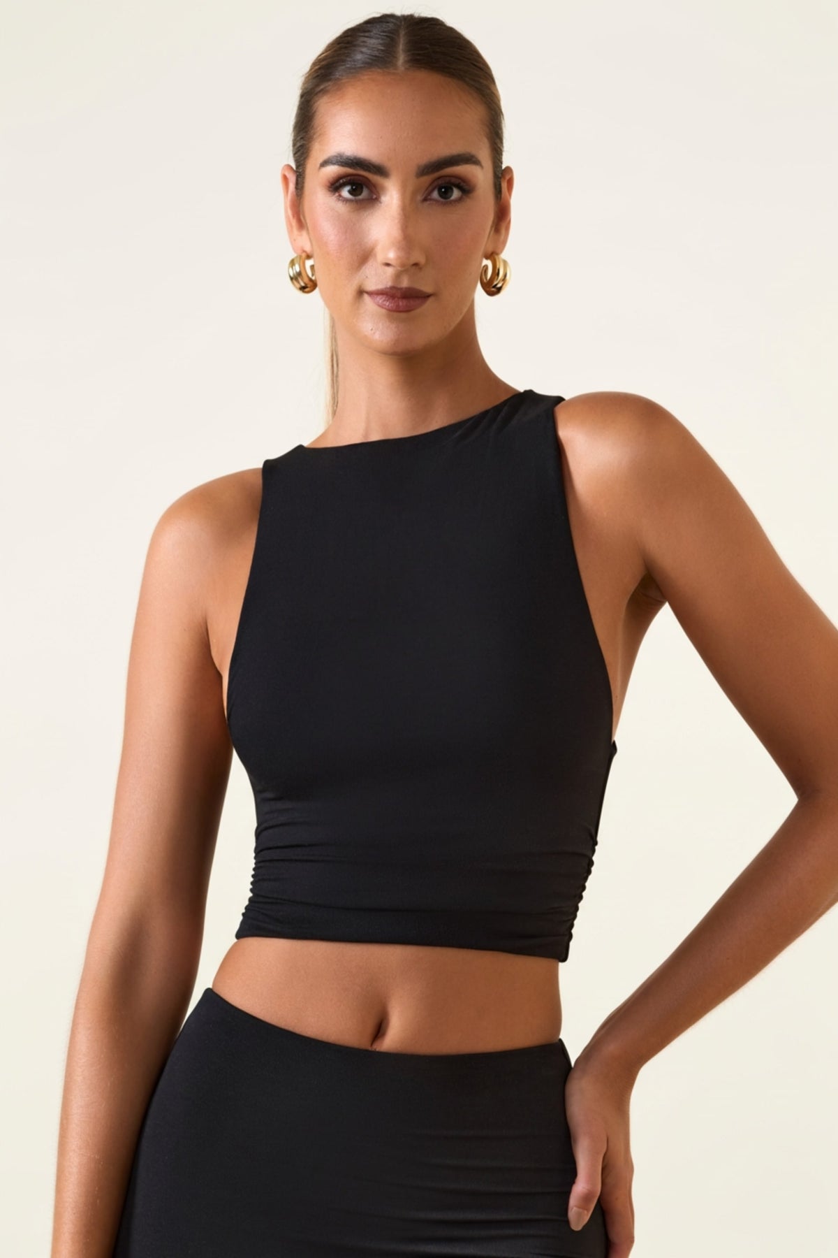 ⁣⁢Modal-U-Boot-Ausschnitt-Top in Schwarz⁤⁣ - 1