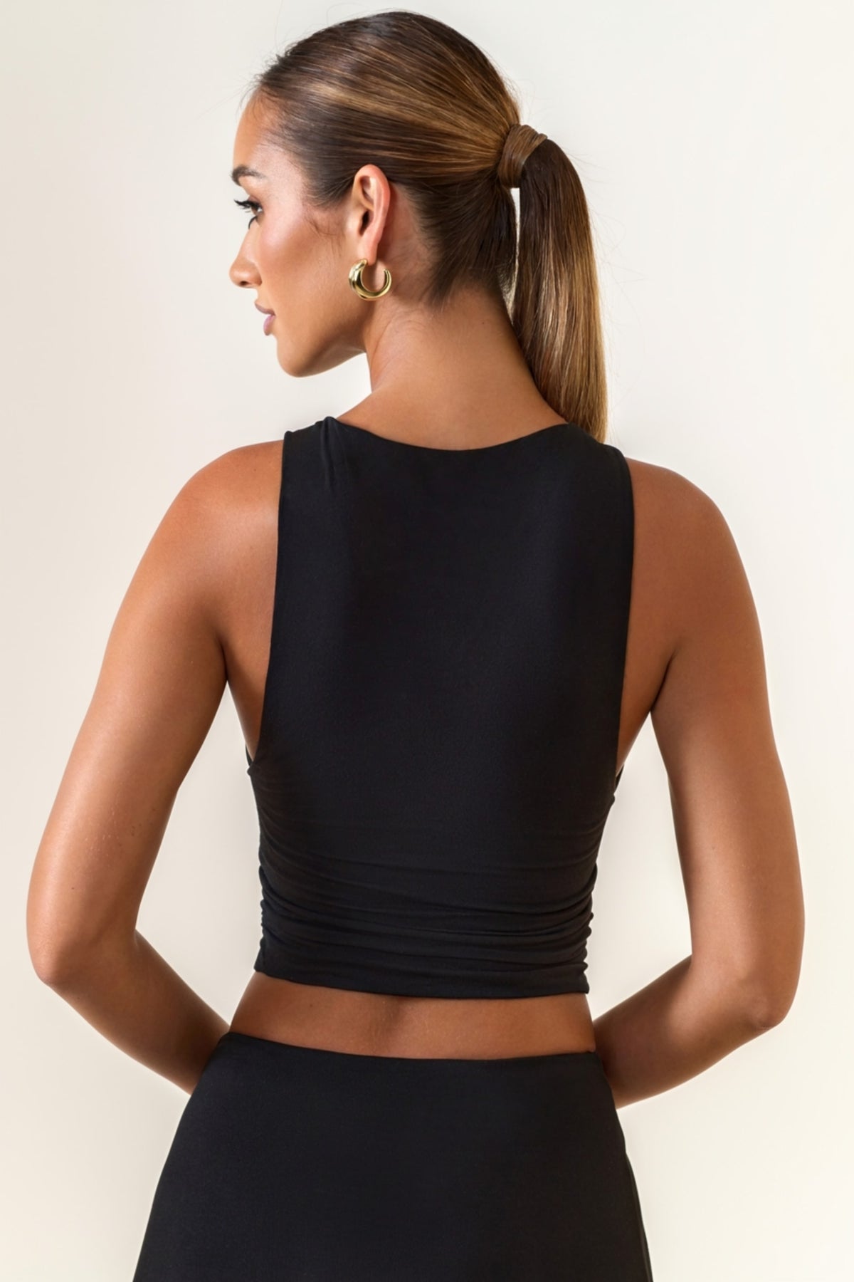 ⁣⁢Modal-U-Boot-Ausschnitt-Top in Schwarz⁤⁣ - 2