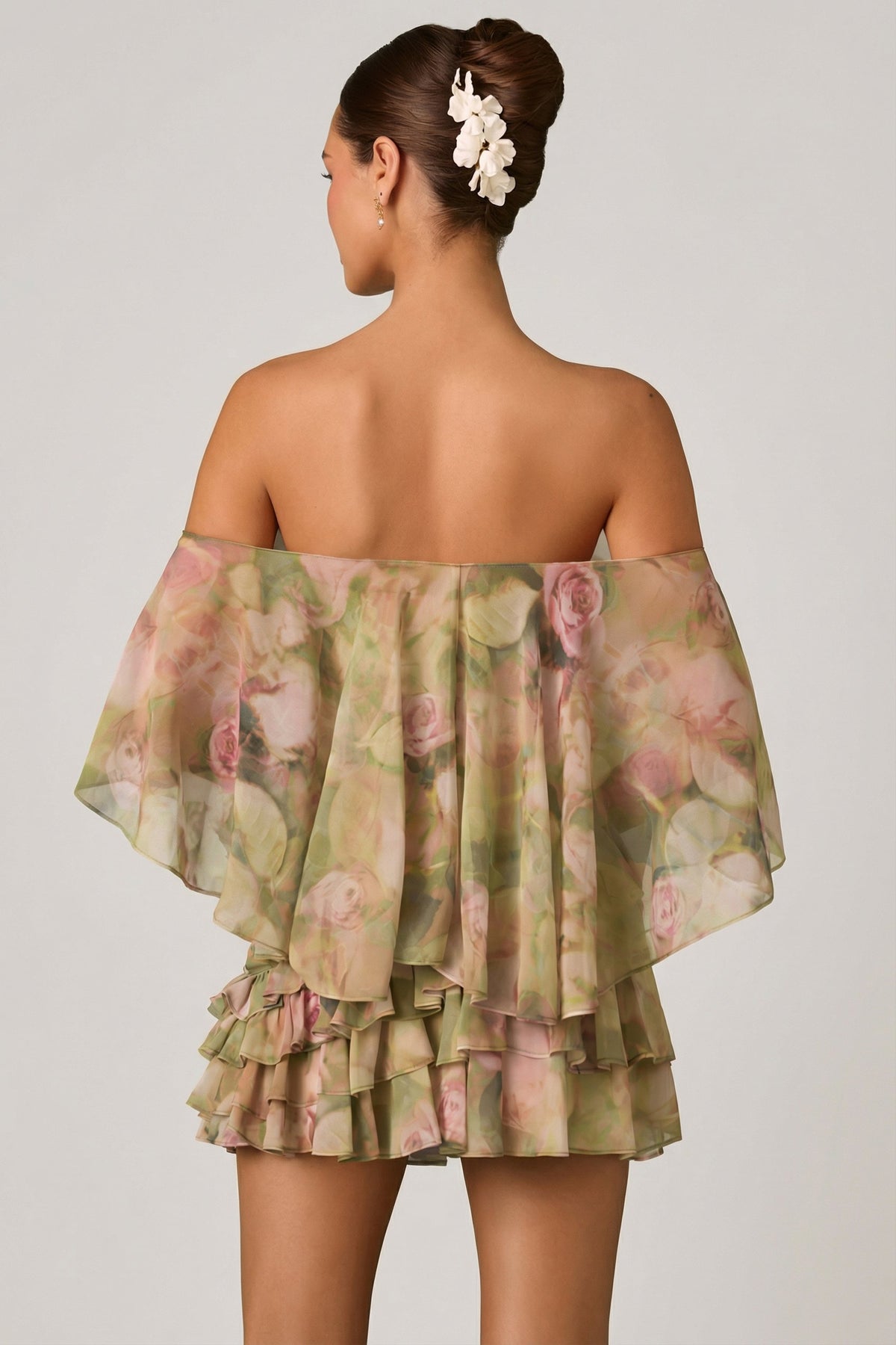 ⁣⁢Off-Shoulder-Minikleid mit Rüschen im bunten Blumenmuster⁤⁣