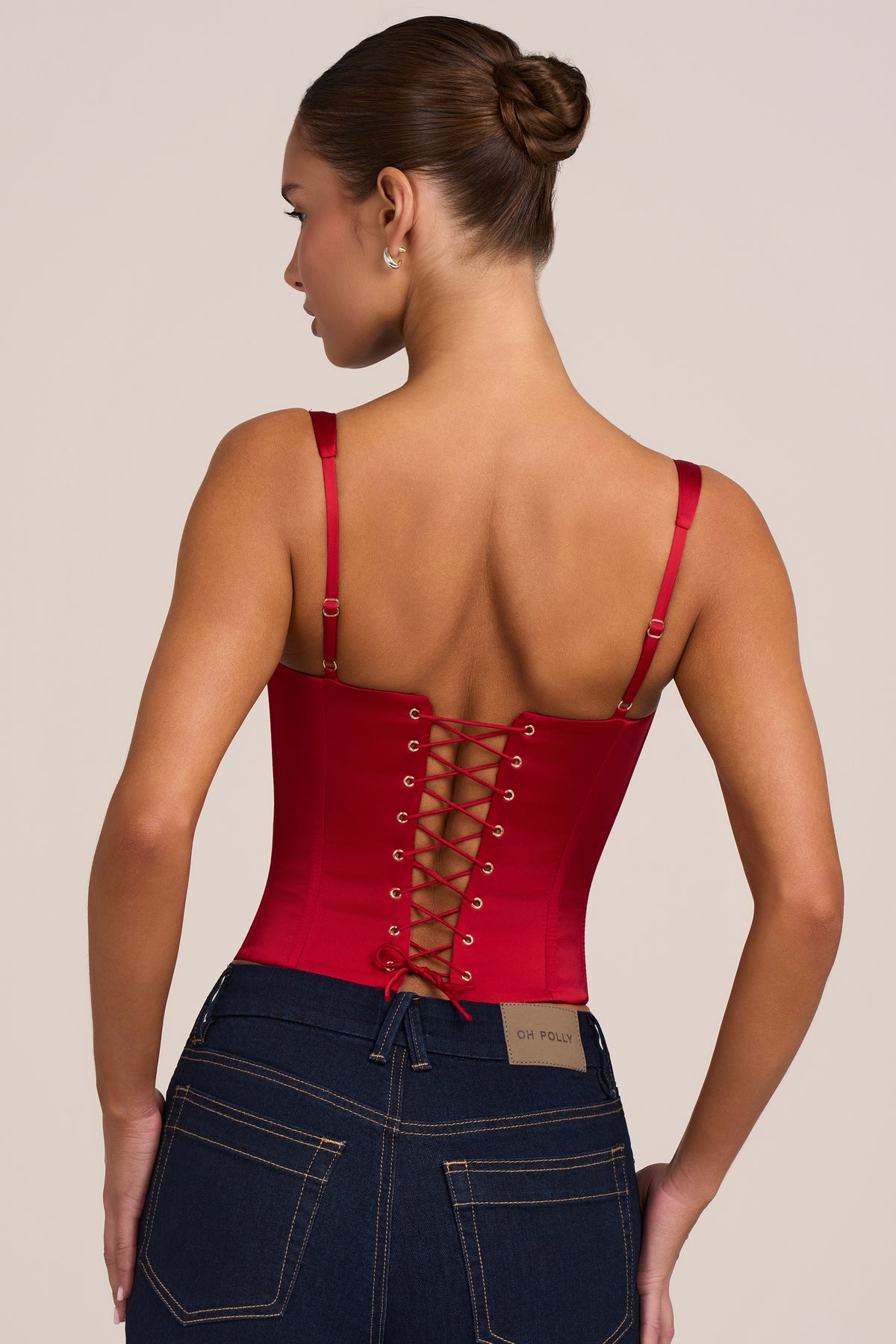 ⁣⁢Satin-Korsett-Top in Feuerrot⁤⁣ - 2