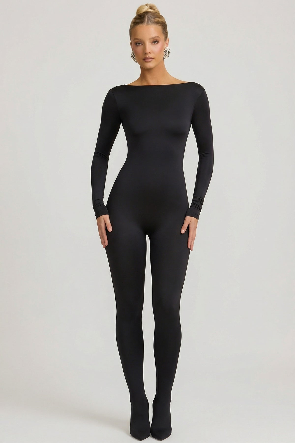 ⁣⁢Jumpsuit aus Slinky-Jersey mit Schleifendetail in Schwarz⁤⁣