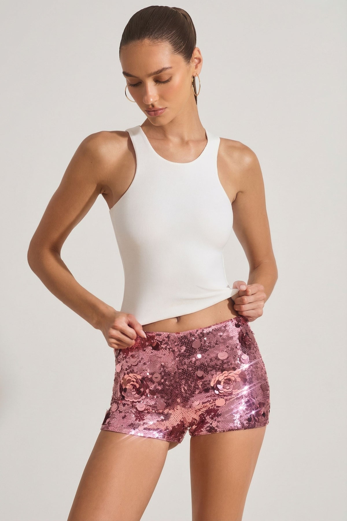 ⁣⁢Modal-Racerback-Tanktop in Weiß⁤⁣