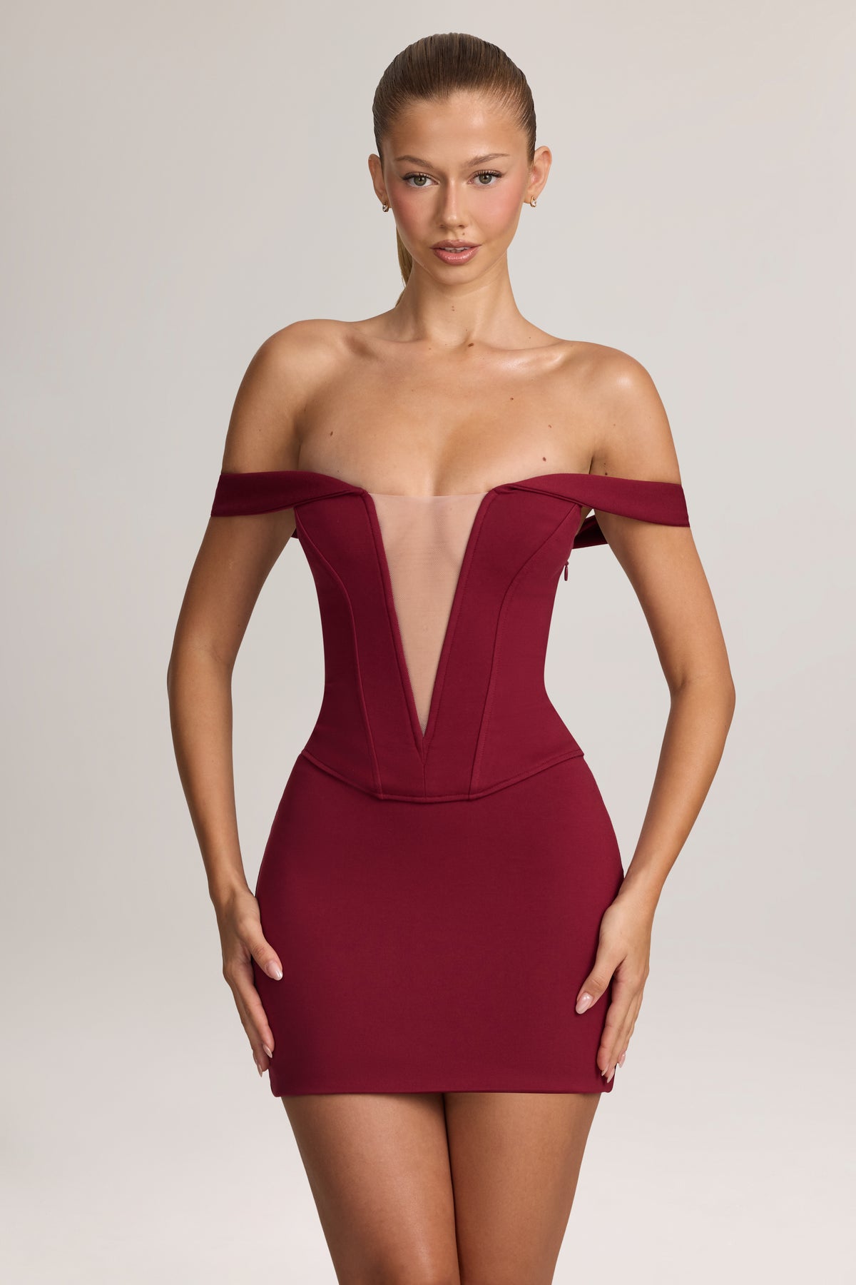 ⁣⁢Ponte Bardot Minikleid in Wine⁤⁣ - 1