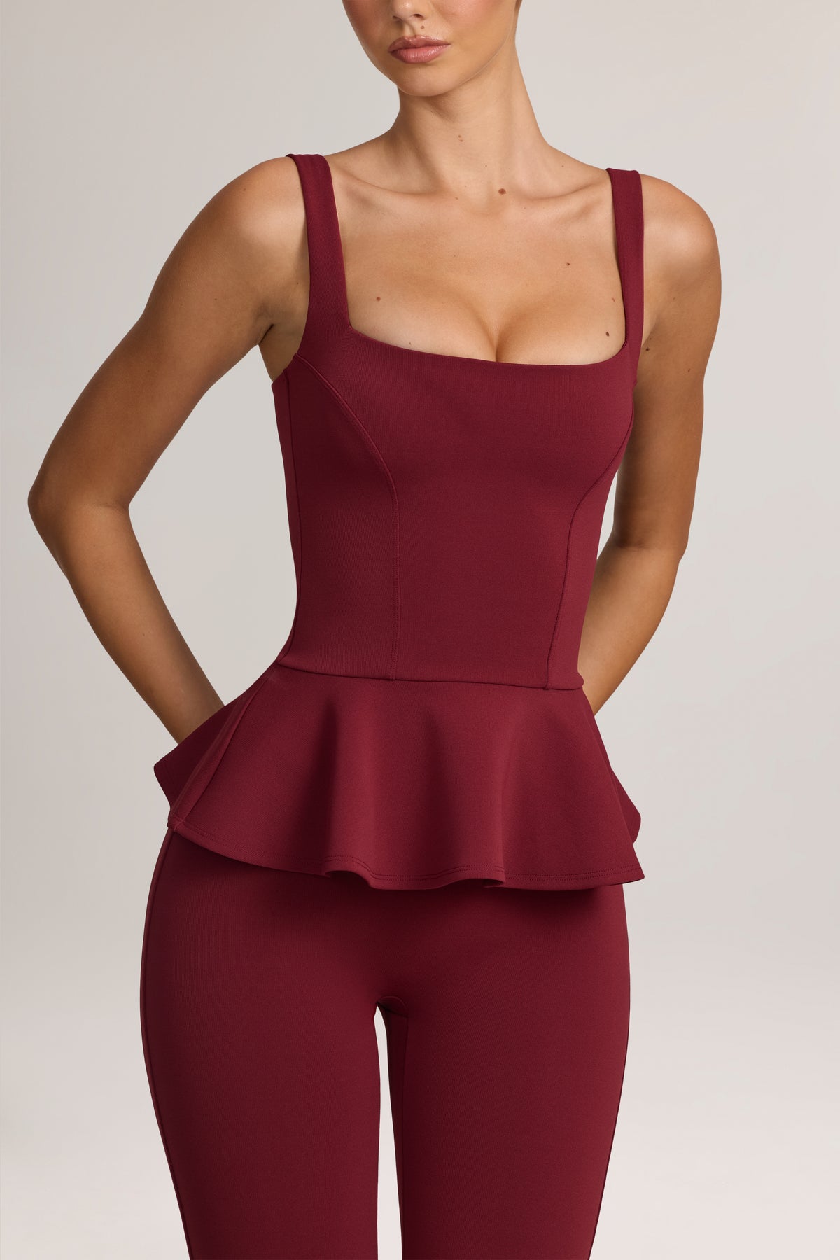 ⁣⁢Ponte-Peplum-Top in Weinrot⁤⁣ - 1