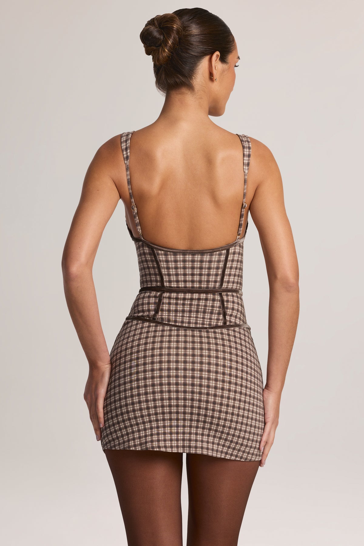 ⁣⁢Modal-A-Linien-Minikleid im Karomuster⁤⁣ - 2