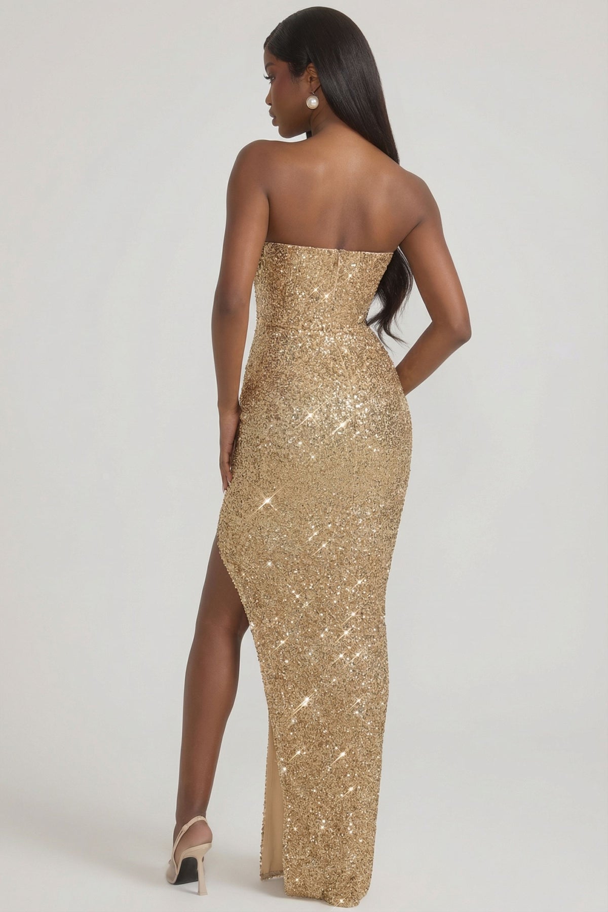 ⁣⁢Verziertes Korsett-Abendkleid in Gold⁤⁣ - 2