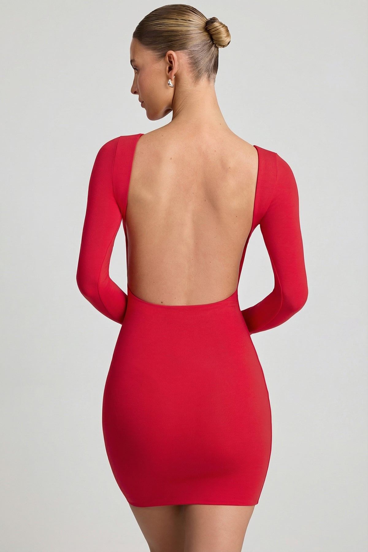 ⁣⁢Rückenfreies Bodycon-Minikleid in Kirschrot⁤⁣