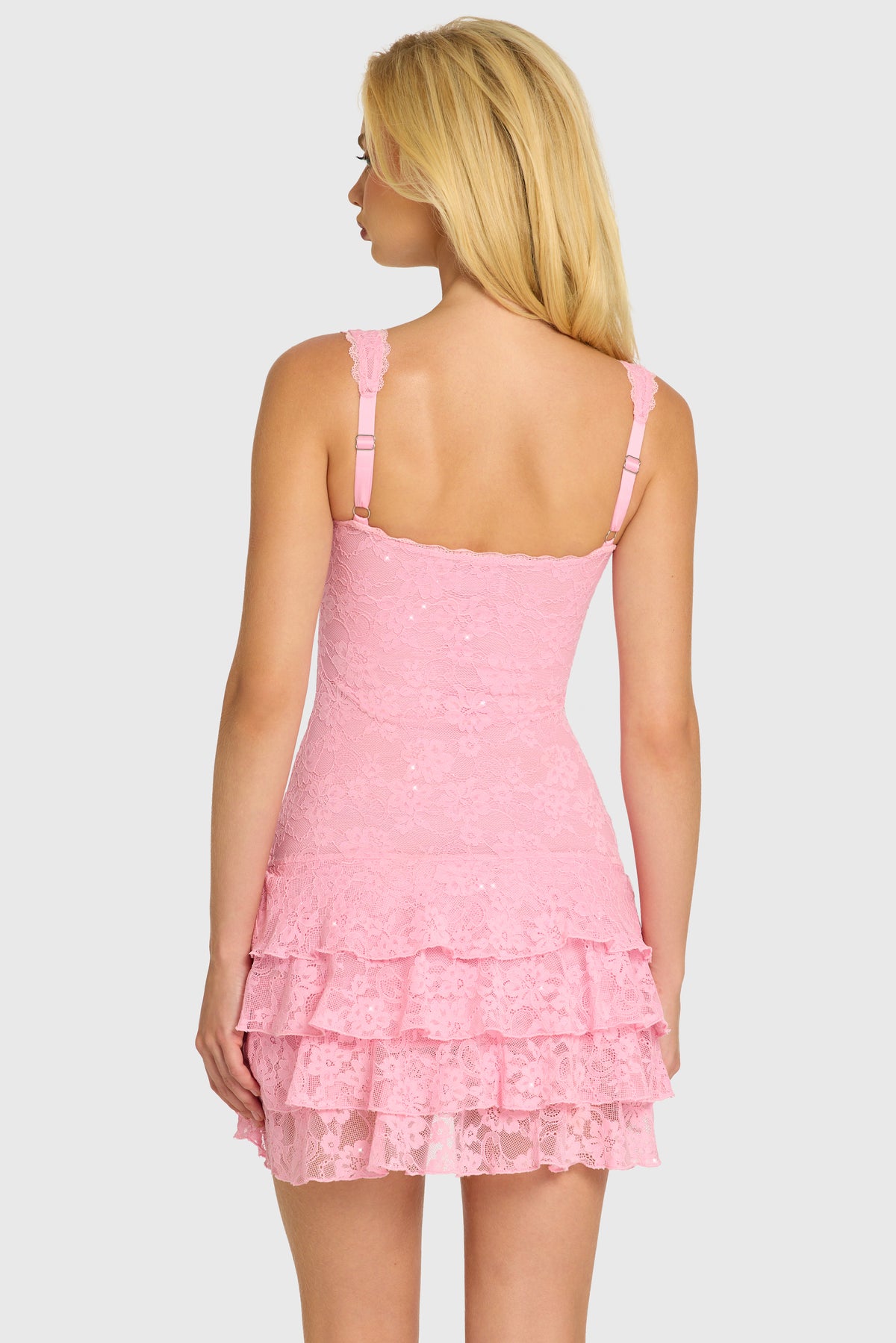 ⁣⁢Pailletten-Spitzen-Rüschen-Minikleid in Blossom⁤⁣ - 2