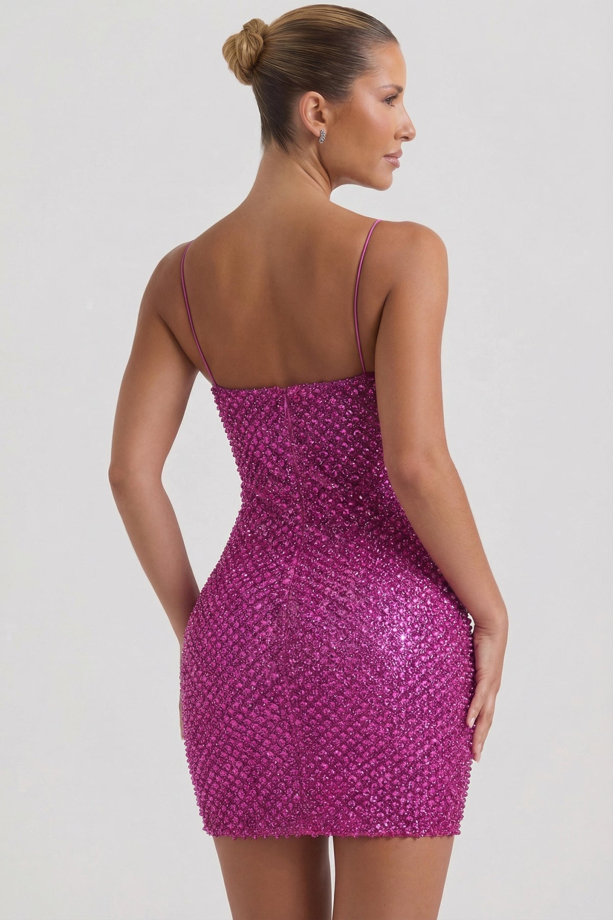 ⁣⁢Verziertes Minikleid mit Herzausschnitt in Magenta⁤⁣ - 2
