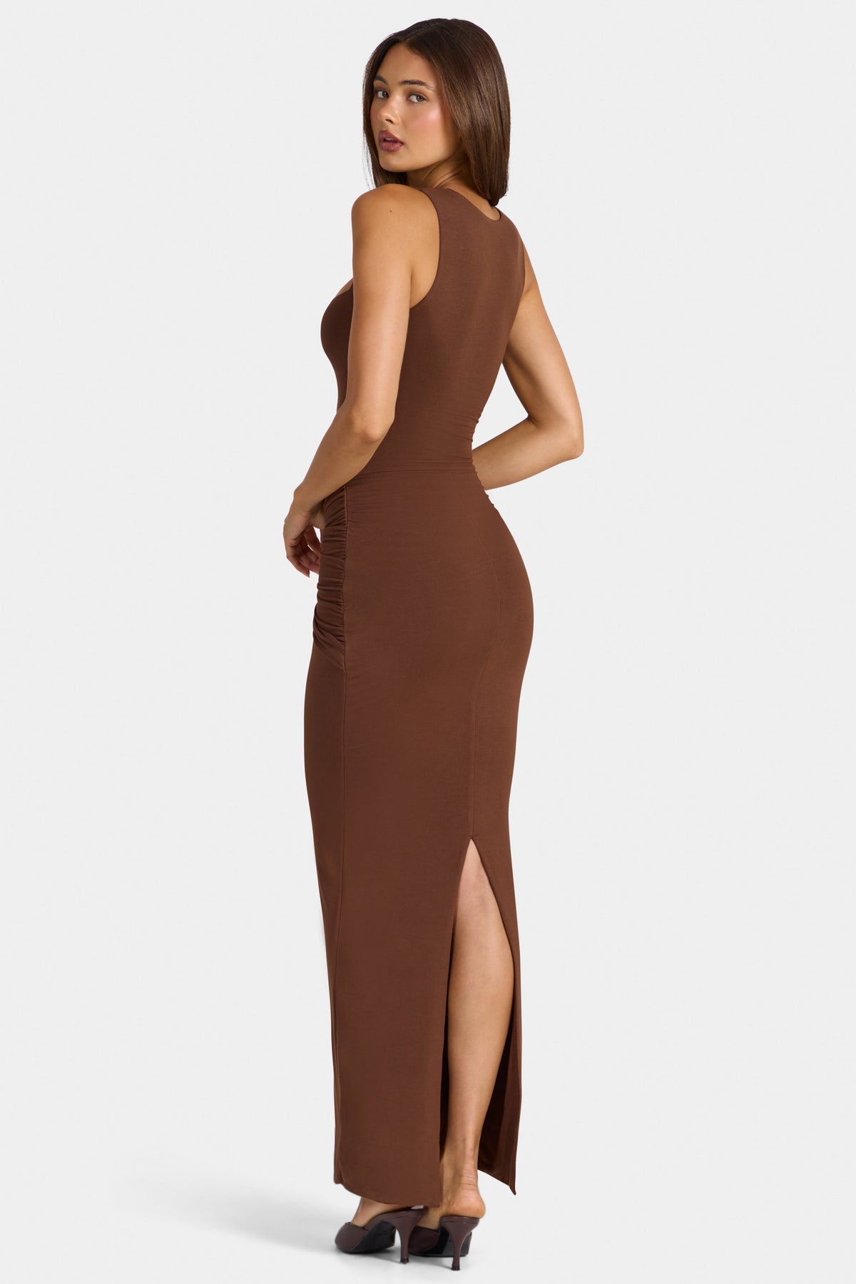 ⁣⁢Modal Maxikleid mit eckigem Ausschnitt in Cocoa Brown⁤⁣ - 2
