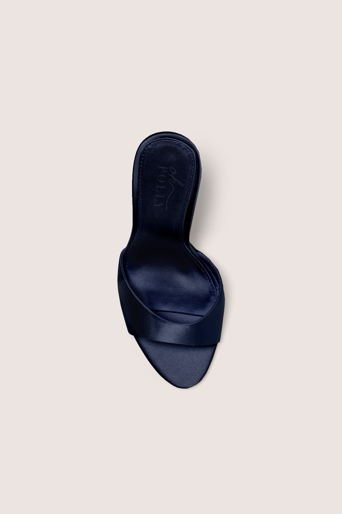 ⁣⁢Satin-Mule-Sandale mit Absatz in Mitternachtsblau⁤⁣
