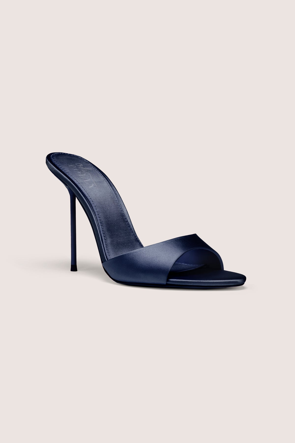 ⁣⁢Satin-Mule-Sandale mit Absatz in Mitternachtsblau⁤⁣