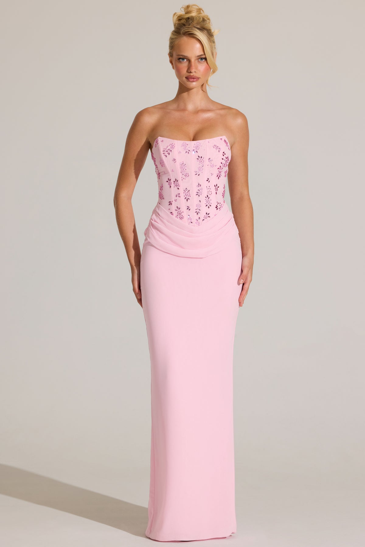 ⁣⁢Verziertes Korsett-Maxikleid in Blossom Pink⁤⁣ - 1