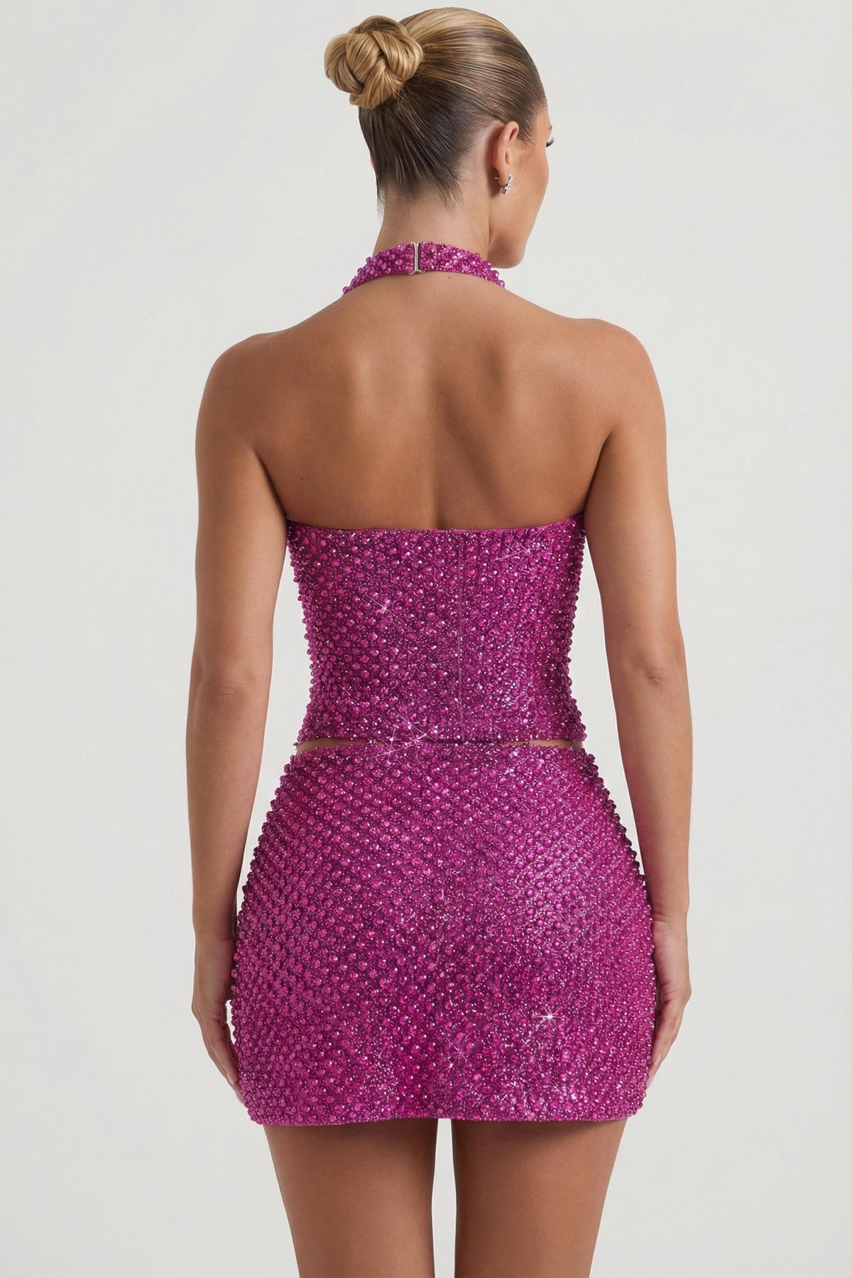 ⁣⁢Verzierter A-Linien-Micro-Mini-Rock mit Herz-Detail in Magenta⁤⁣