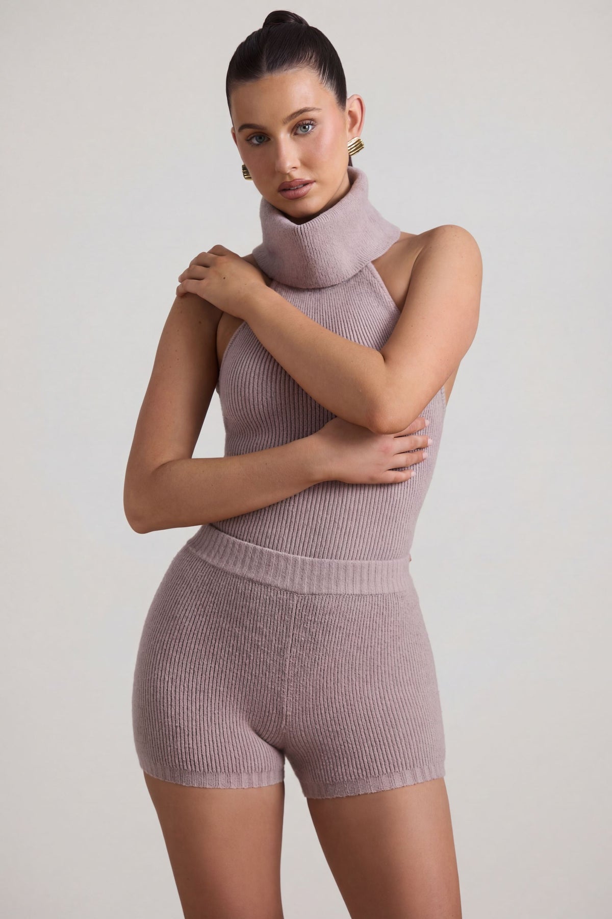 ⁣⁢Rippstrick-Shorts in Taupe⁤⁣ - 1