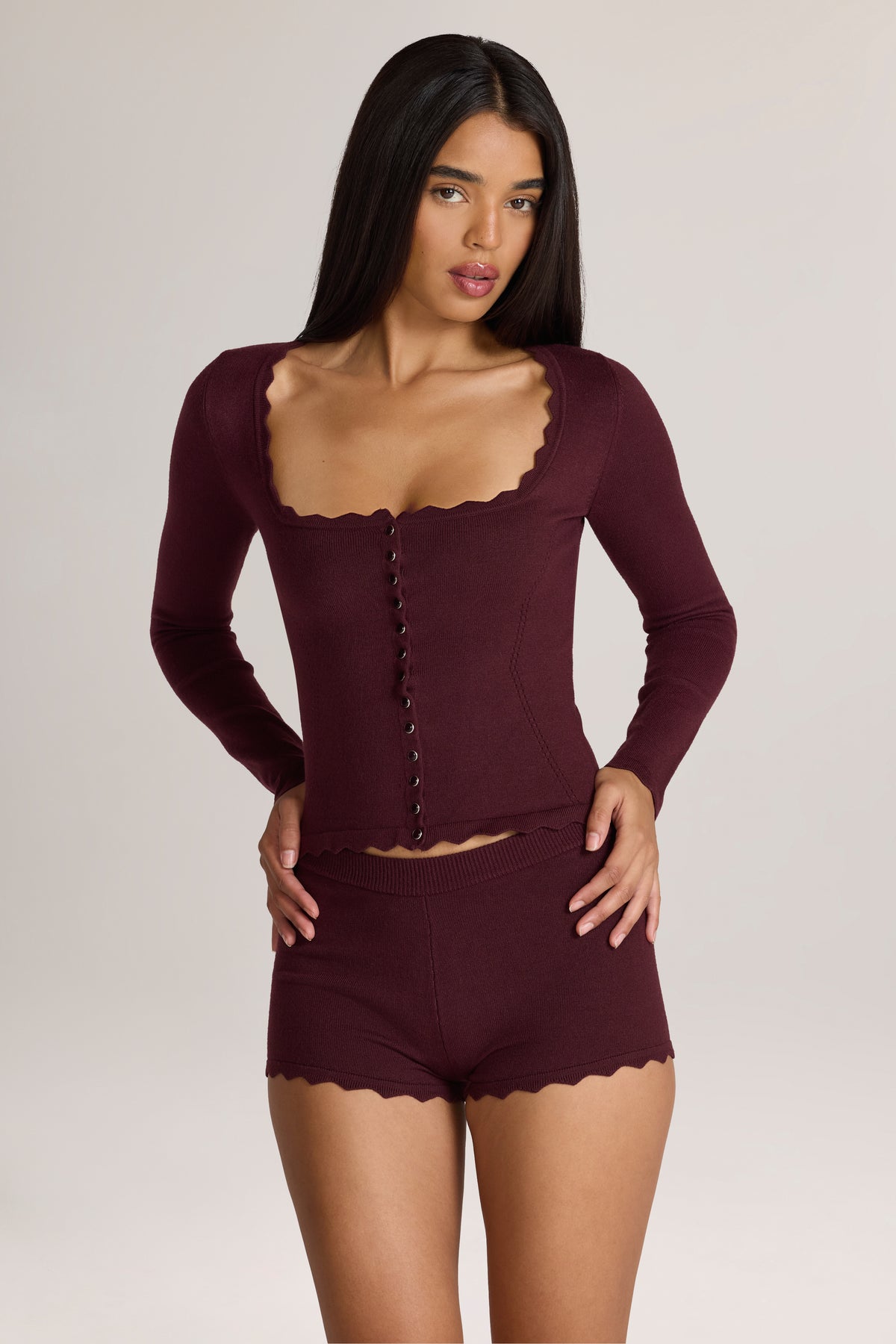 ⁣⁢Strick-Cardigan mit langen Ärmeln in Cocoa Brown⁤⁣ - 1