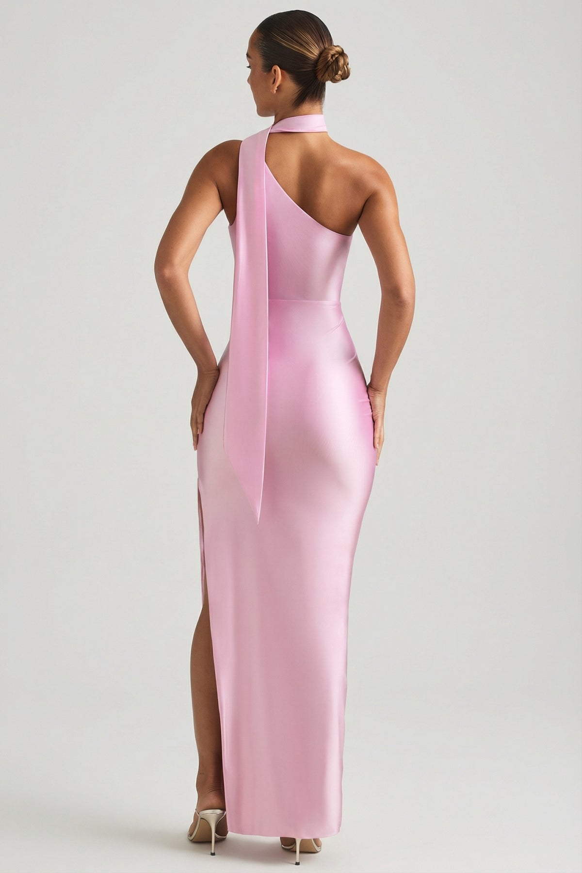 ⁣⁢Asymmetrisches Maxikleid mit Schal-Detail in Candyfloss Pink⁤⁣ - 2