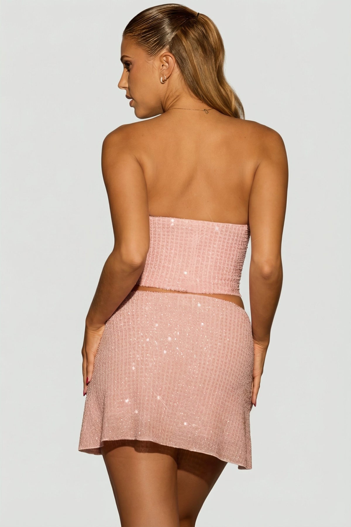 ⁣⁢Verziertes drapiertes Korsett-Top in Lavendelrosa⁤⁣