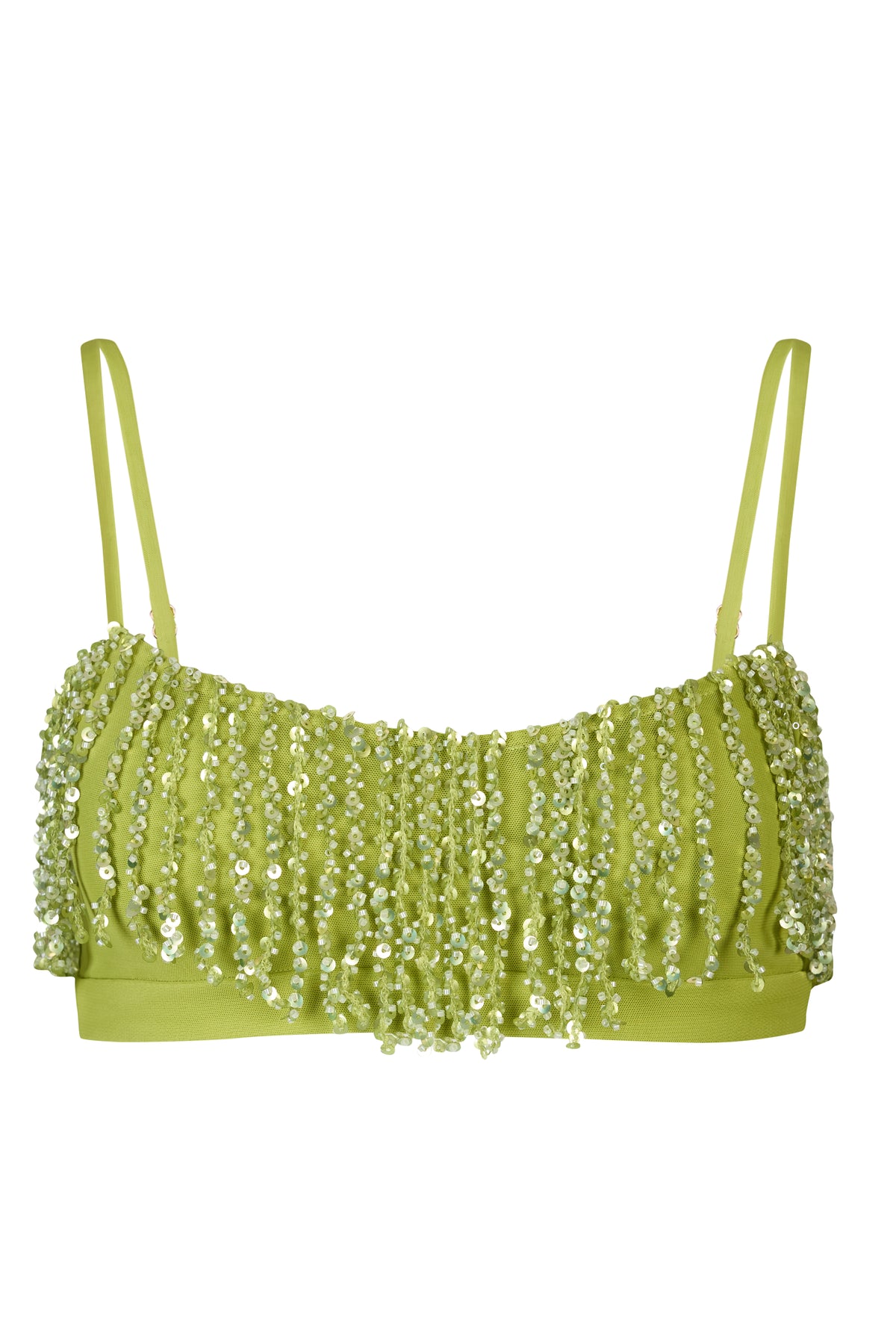 ⁣⁢Bralette mit Fransen in Olivgrün⁤⁣