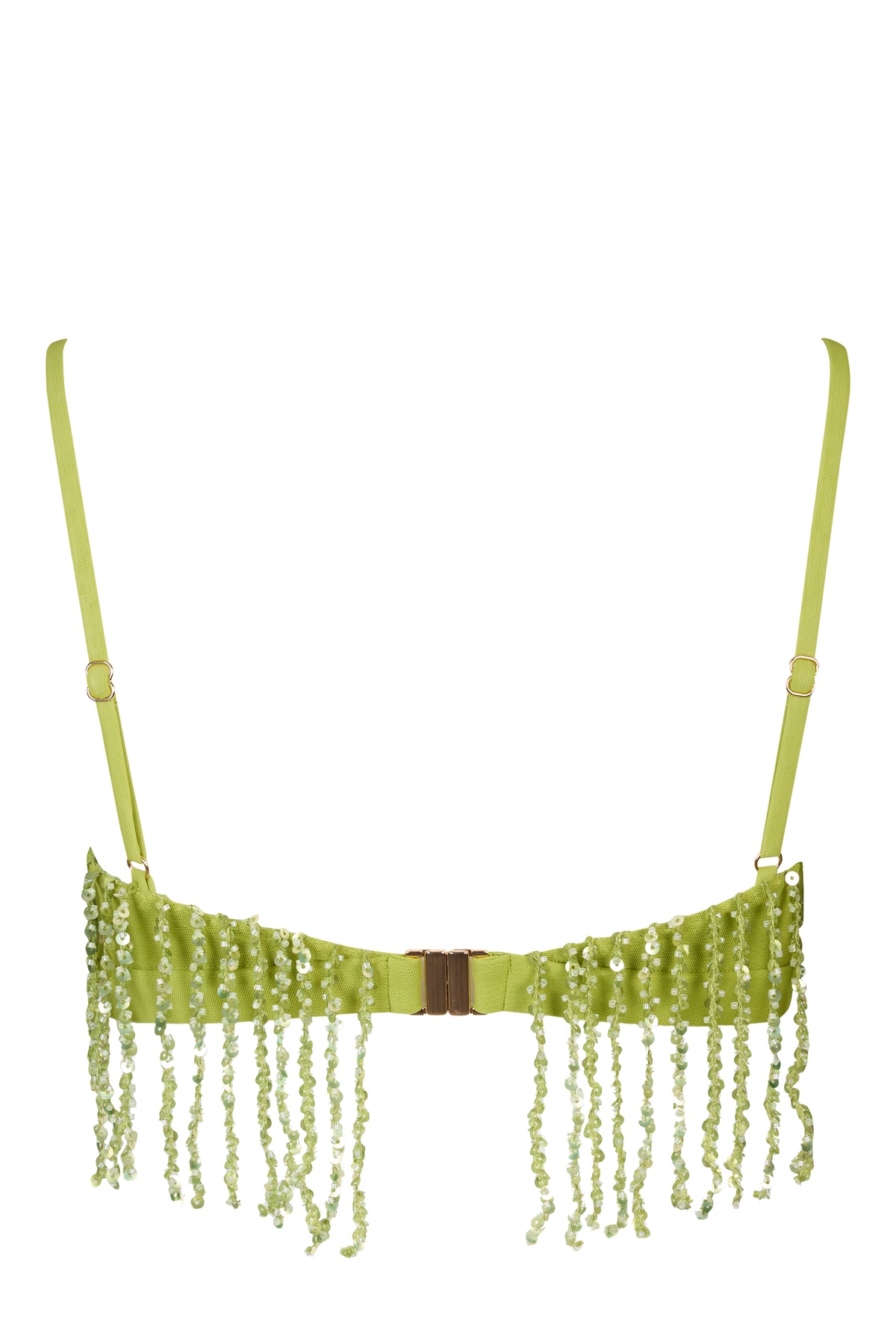 ⁣⁢Bralette mit Fransen in Olivgrün⁤⁣