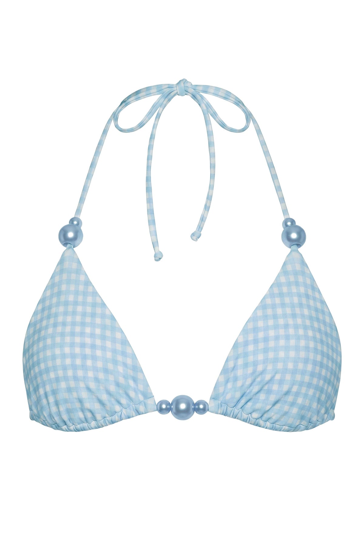 ⁣⁢Triangel-Bikinioberteil im blauen Vichy-Karo⁤⁣