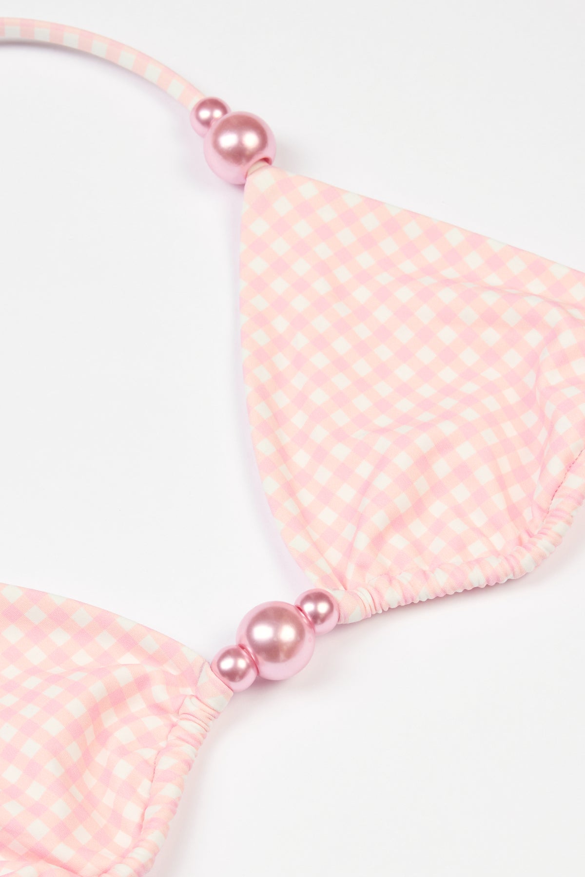 ⁣⁢Triangel-Bikinioberteil im rosa Vichy-Karo⁤⁣