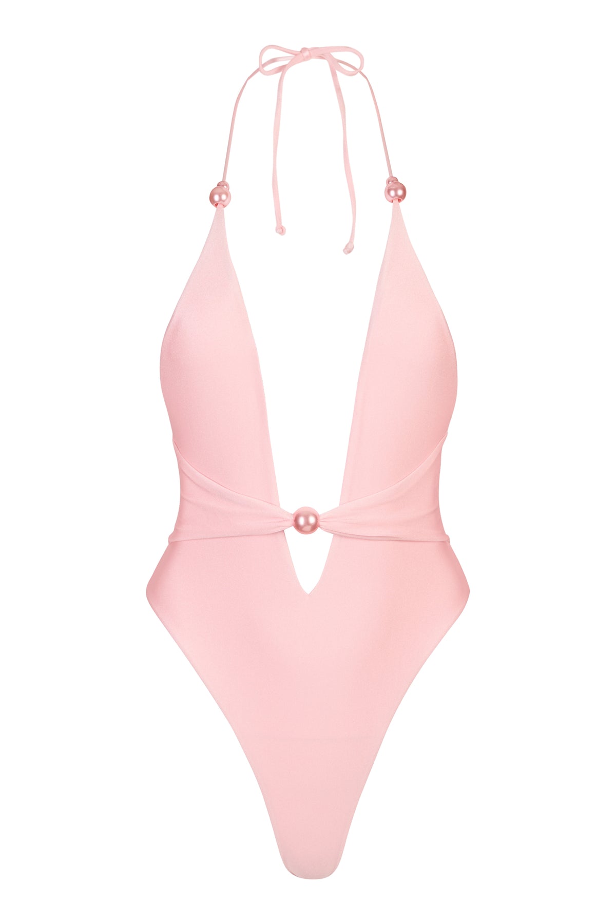 ⁣⁢Neckholder-Tanga-Badeanzug in Babyrosa⁤⁣