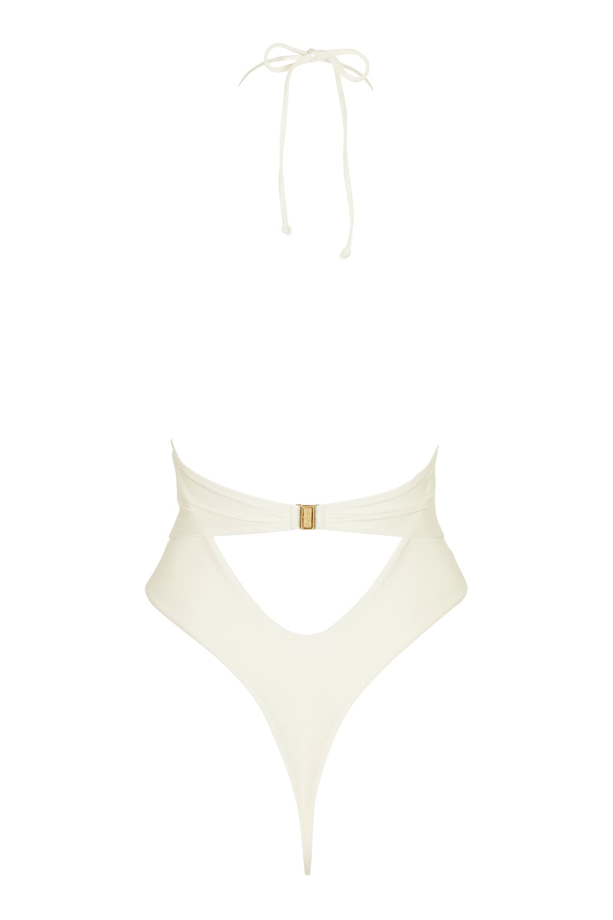 ⁣⁢Neckholder-Tanga-Badeanzug in Perlweiß⁤⁣