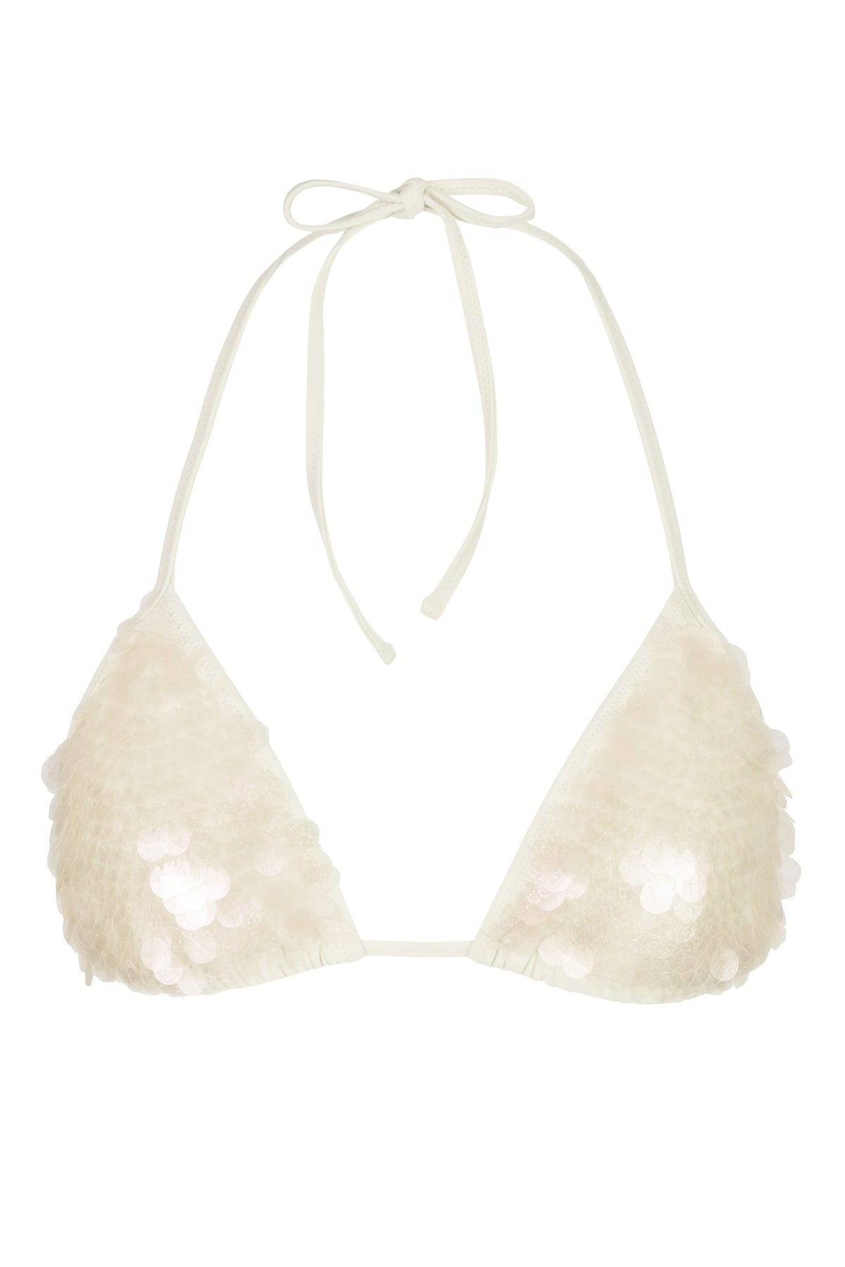 ⁣⁢Triangel-Bikinioberteil in Perlweiß⁤⁣
