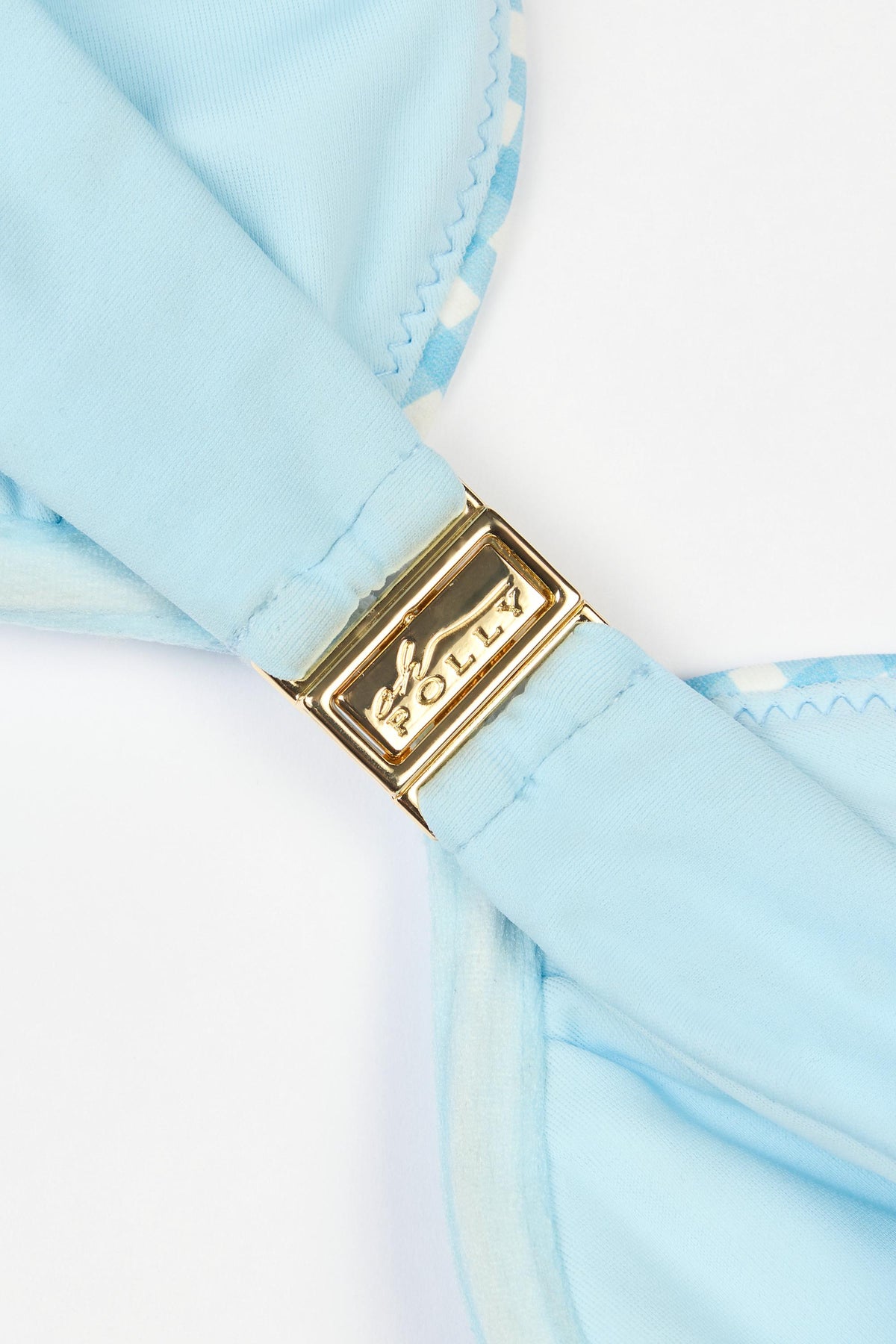 ⁣⁢Bügel-Bikinioberteil im blauen Vichy-Karo⁤⁣