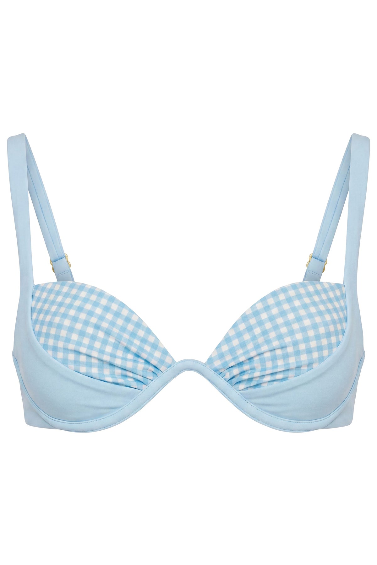 ⁣⁢Bügel-Bikinioberteil im blauen Vichy-Karo⁤⁣