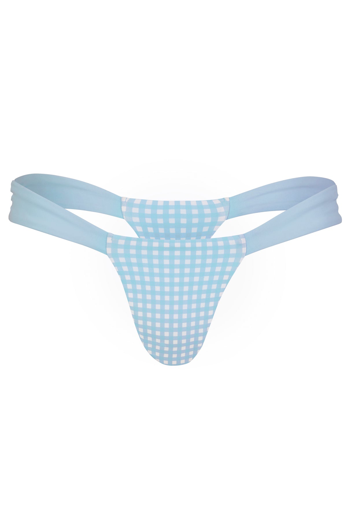 ⁣⁢Tanga-Bikinihose im blauen Vichy-Karo⁤⁣
