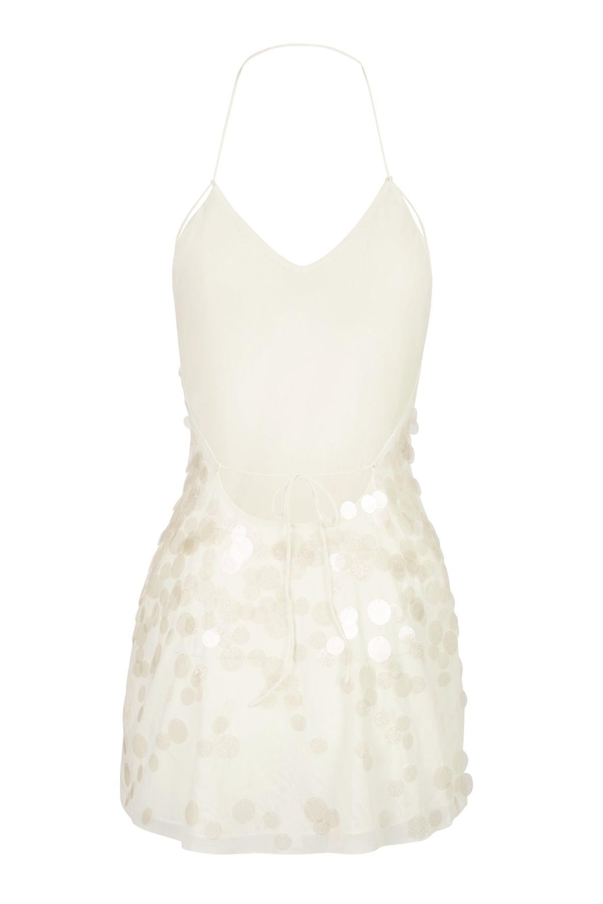 ⁣⁢Verziertes Minikleid in Perlweiß⁤⁣
