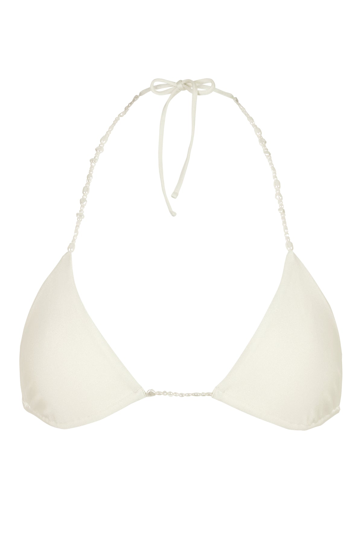 ⁣⁢Triangel-Bikinioberteil in Perlweiß⁤⁣