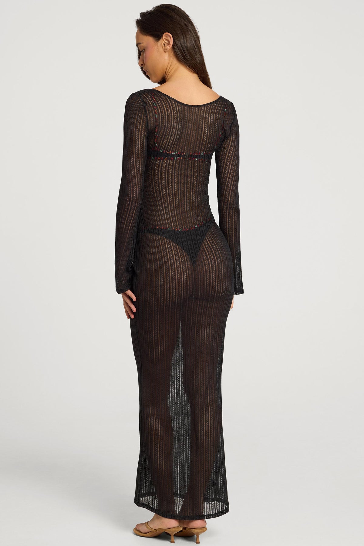⁣⁢Maxikleid mit offenem Vorderteil in Schwarz⁤⁣ - 2