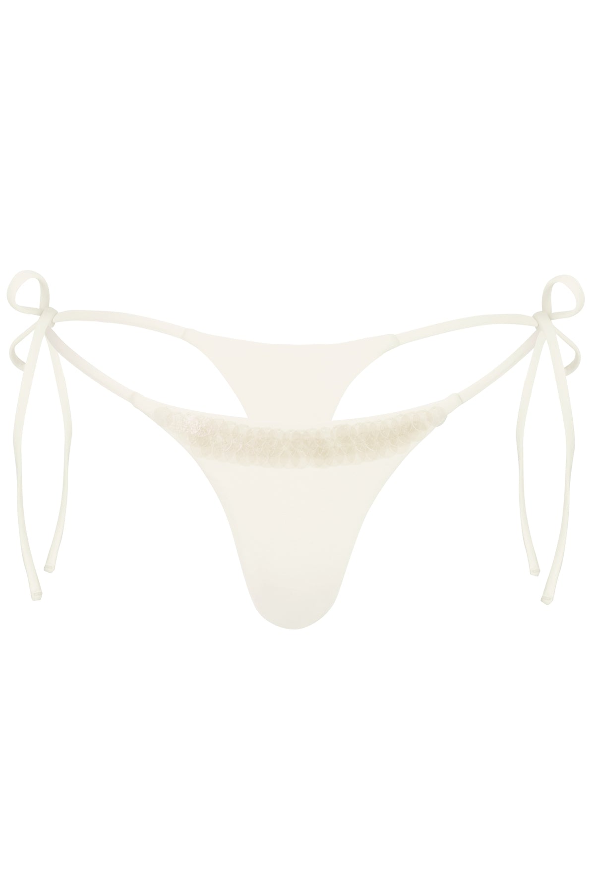 ⁣⁢Tanga-Bikinihose mit seitlichen Bindebändern in Perlweiß⁤⁣