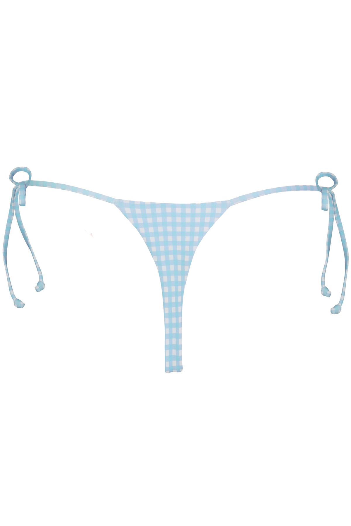 ⁣⁢Tanga-Bikinihose mit seitlichen Bindebändern im blauen Vichy-Karo⁤⁣