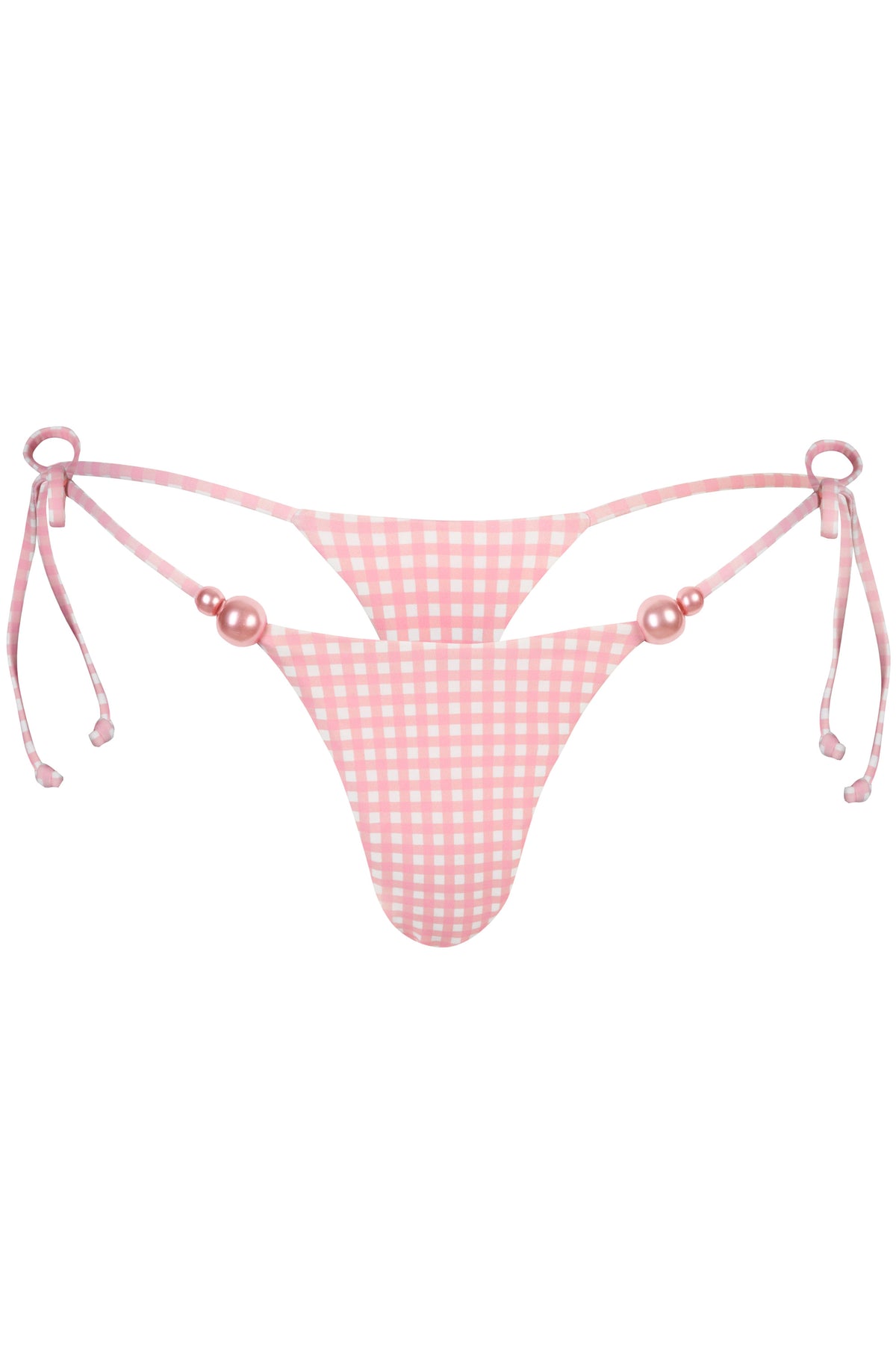 ⁣⁢Tanga-Bikinihose mit seitlichen Bindebändern im rosa Vichy-Karo⁤⁣