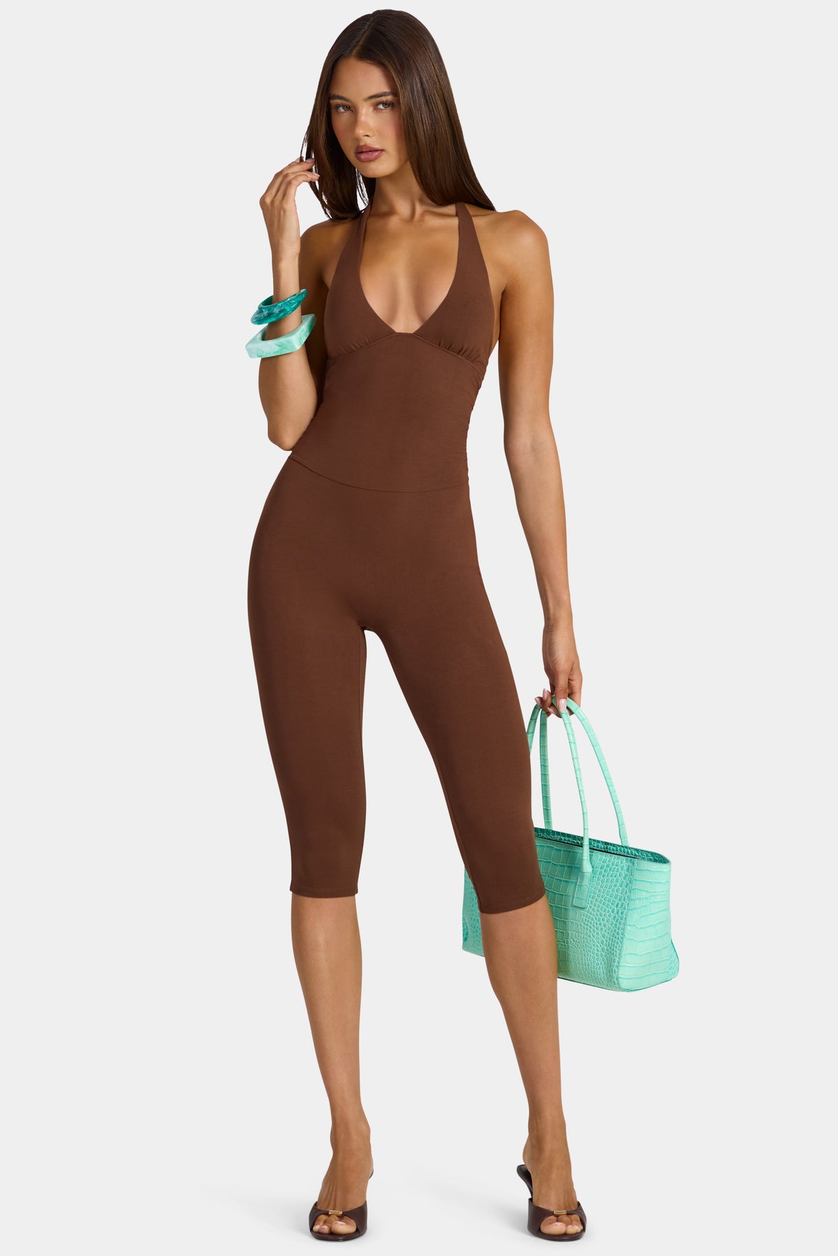 ⁣⁢Modal Capri-Jumpsuit in Cocoa Brown⁤⁣ - 1