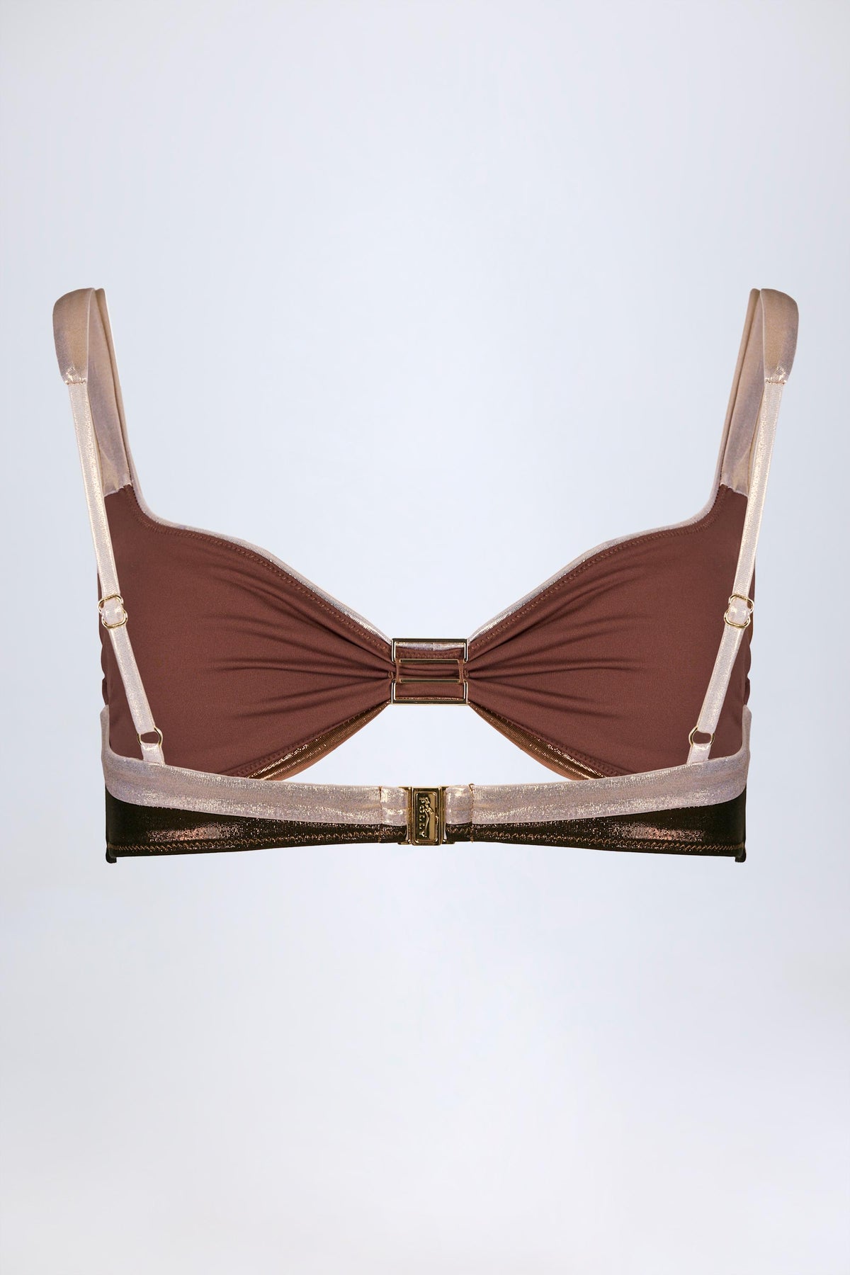 ⁣⁢Gerafftes Bikinioberteil in Bronzegold⁤⁣