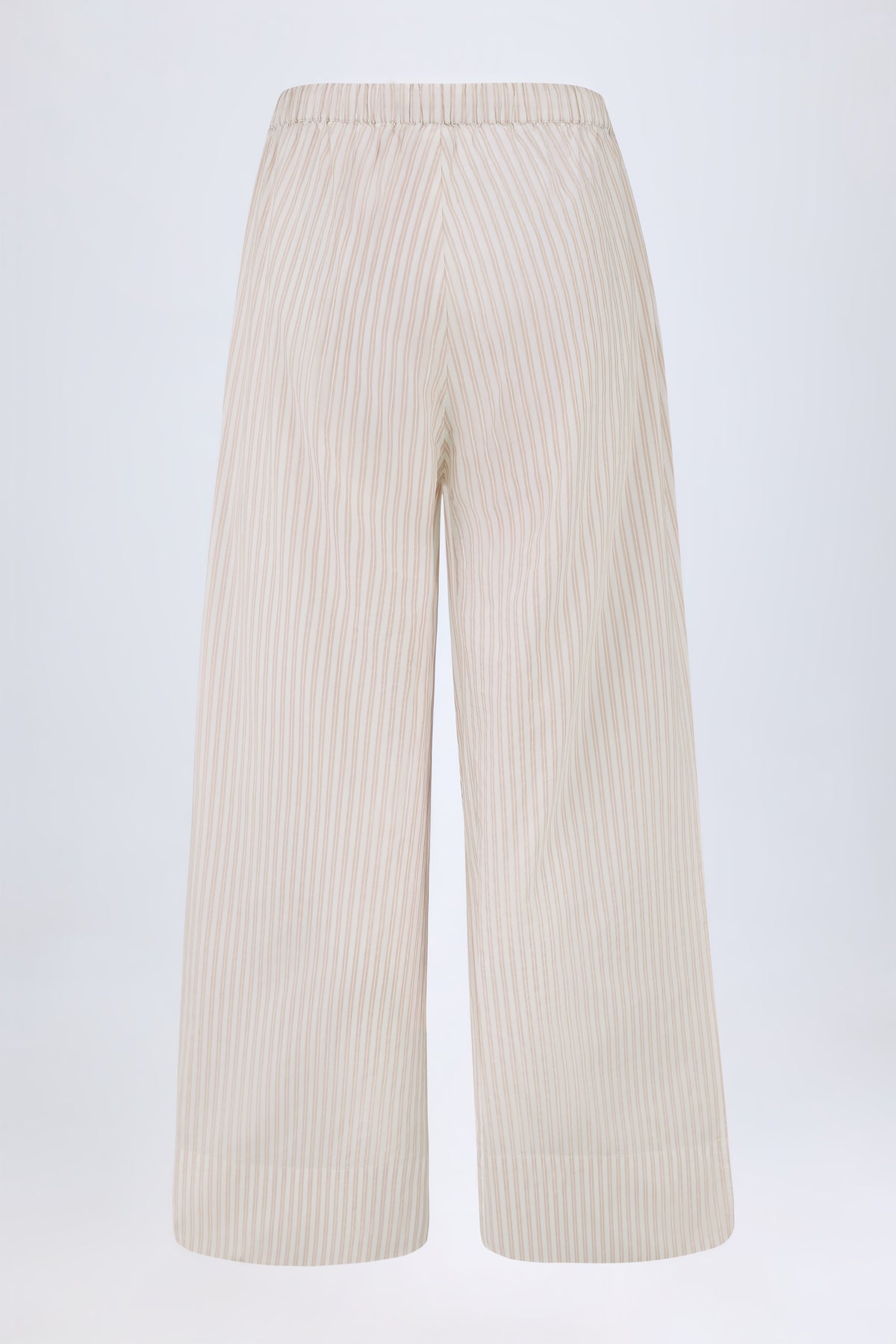 ⁣⁢Hose aus Baumwoll-Popeline mit weitem Bein in Hellbraun-Streifen⁤⁣